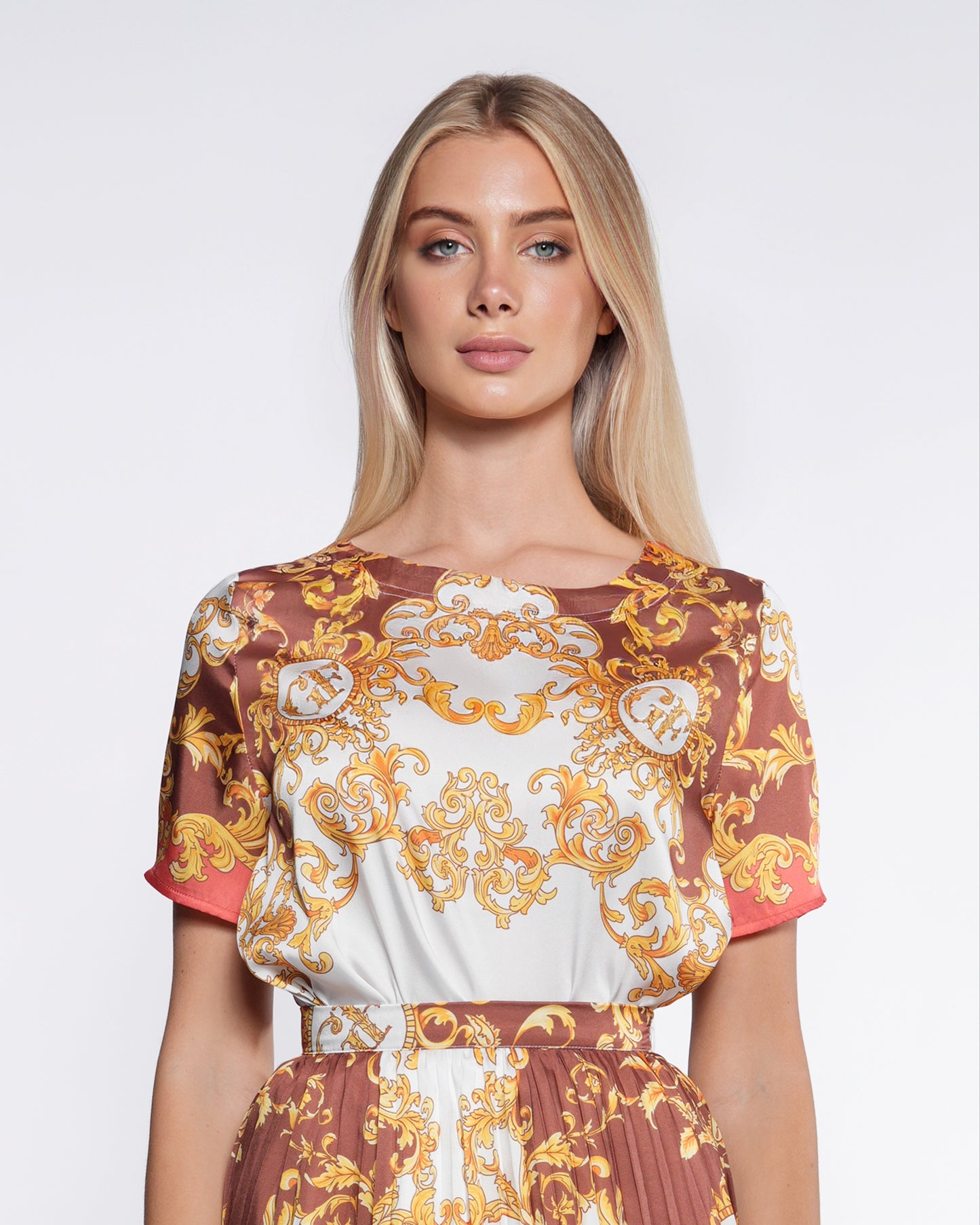Bordeaux Ornamental Print Top