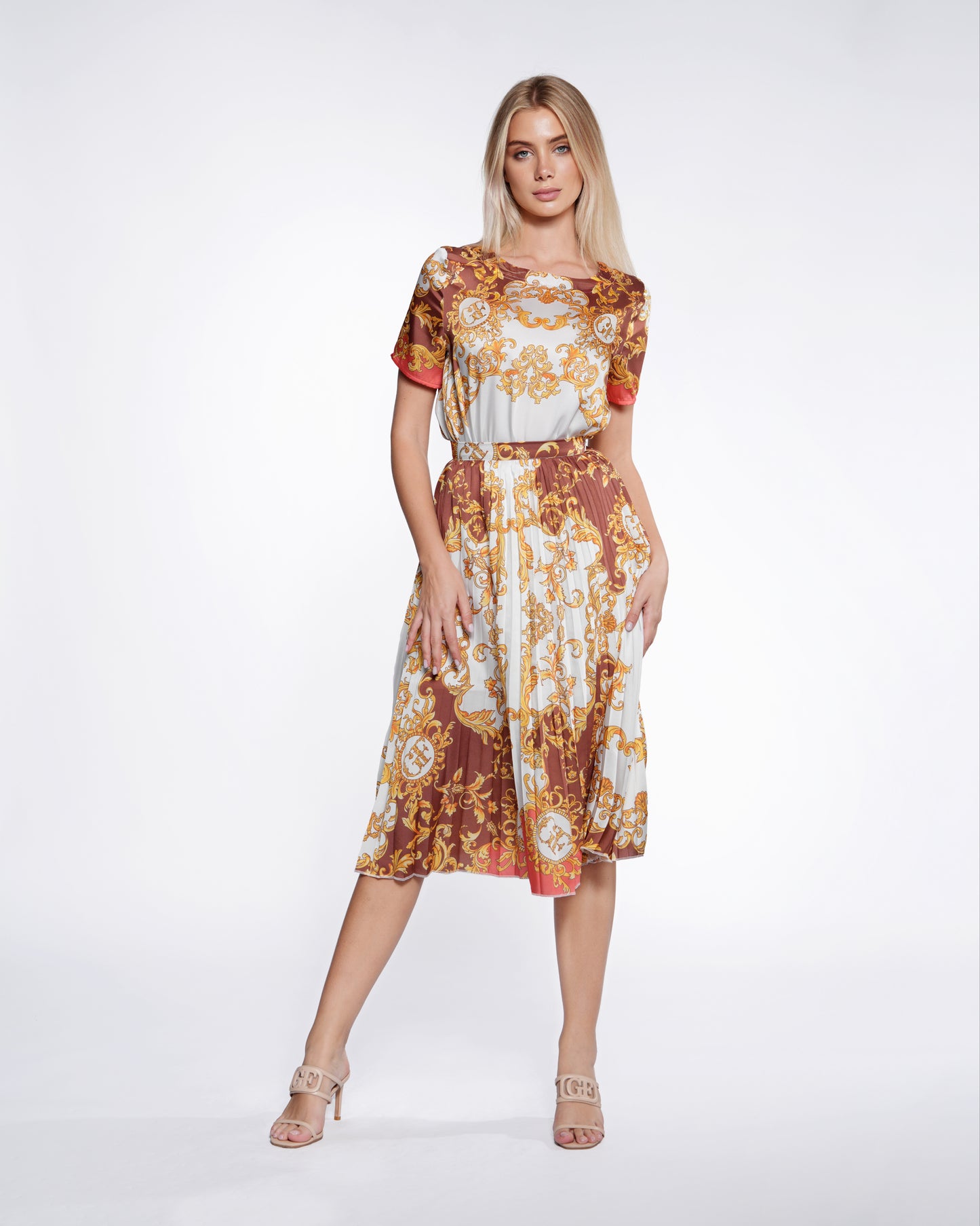Bordeaux Ornamental Print Top