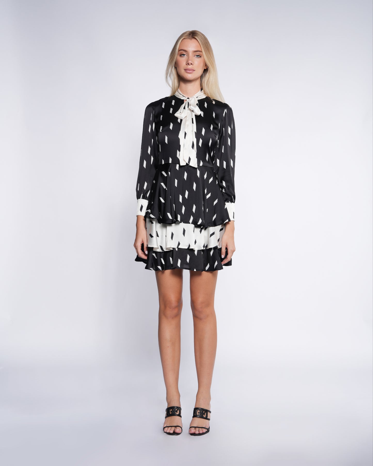 Tie Neck 3-Tier Mini Dress