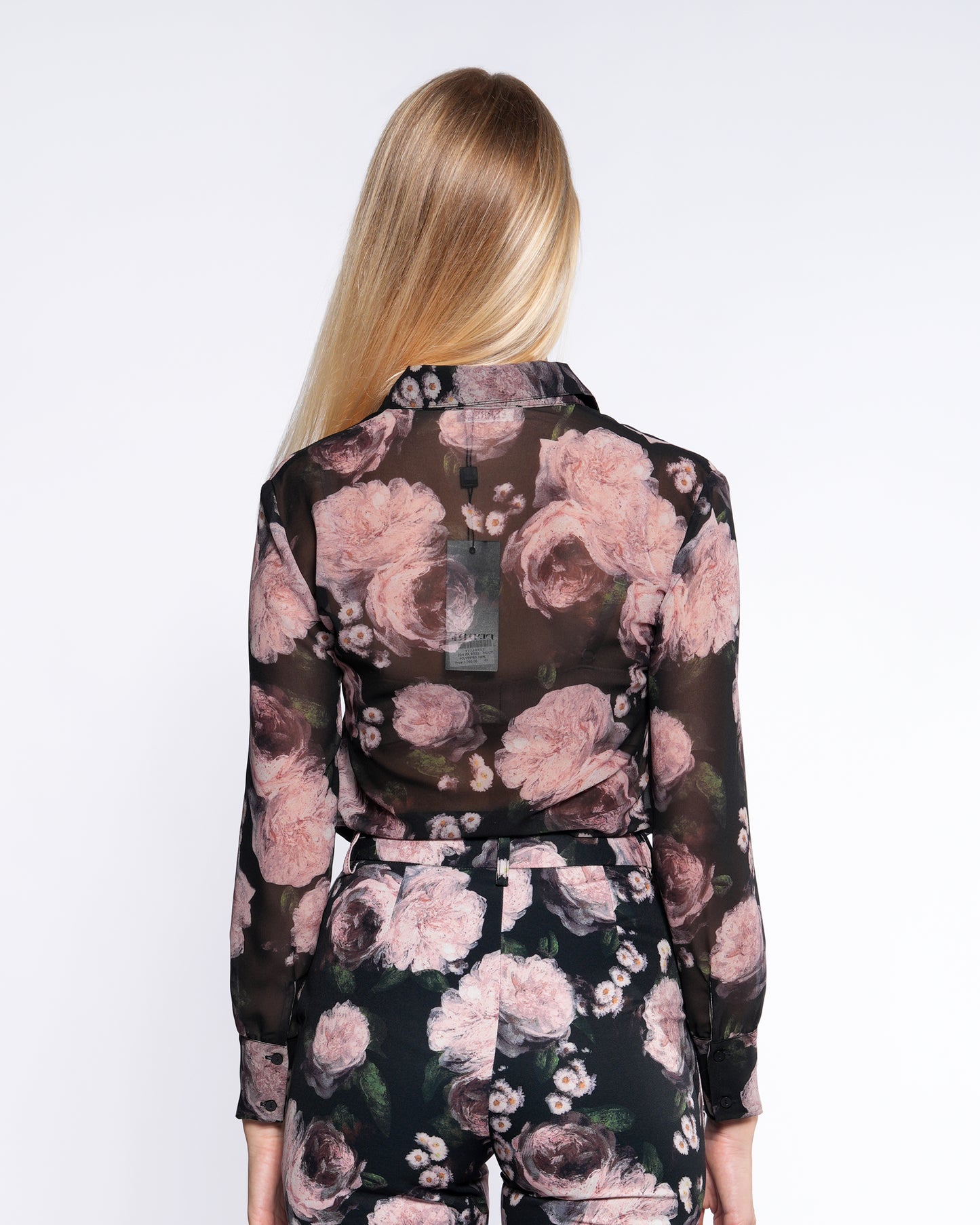 Semi-Sheer Floral Print Shirt