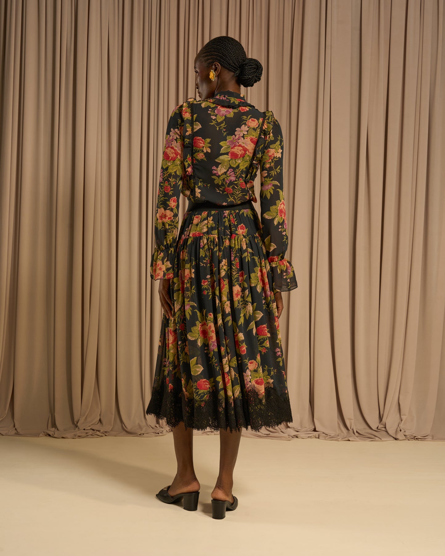 Lace Trimmed Neck Bow Shirt