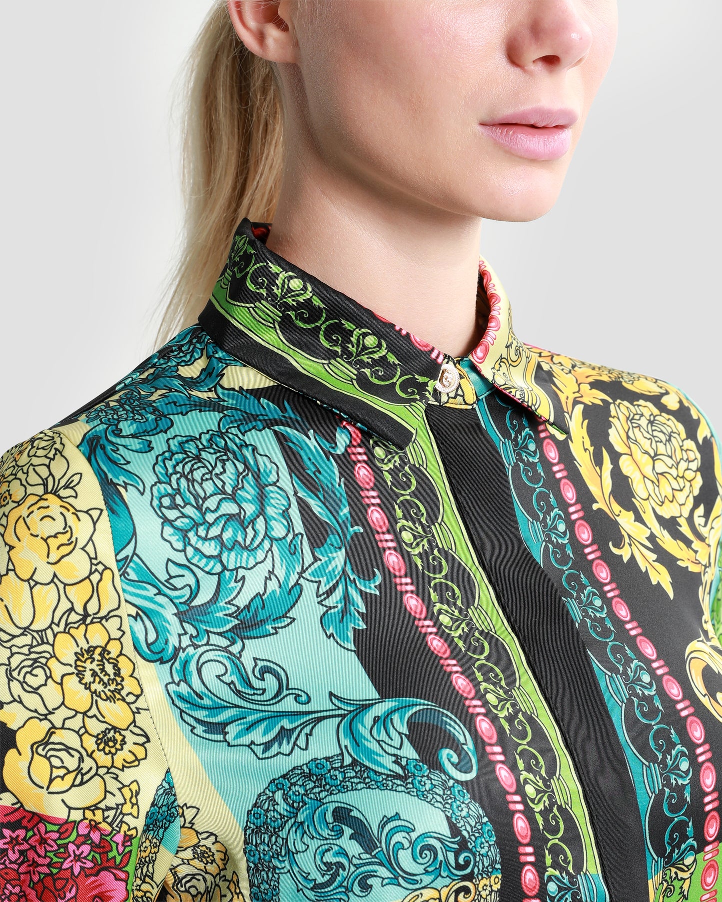 Ornate Color Block Print Shirt