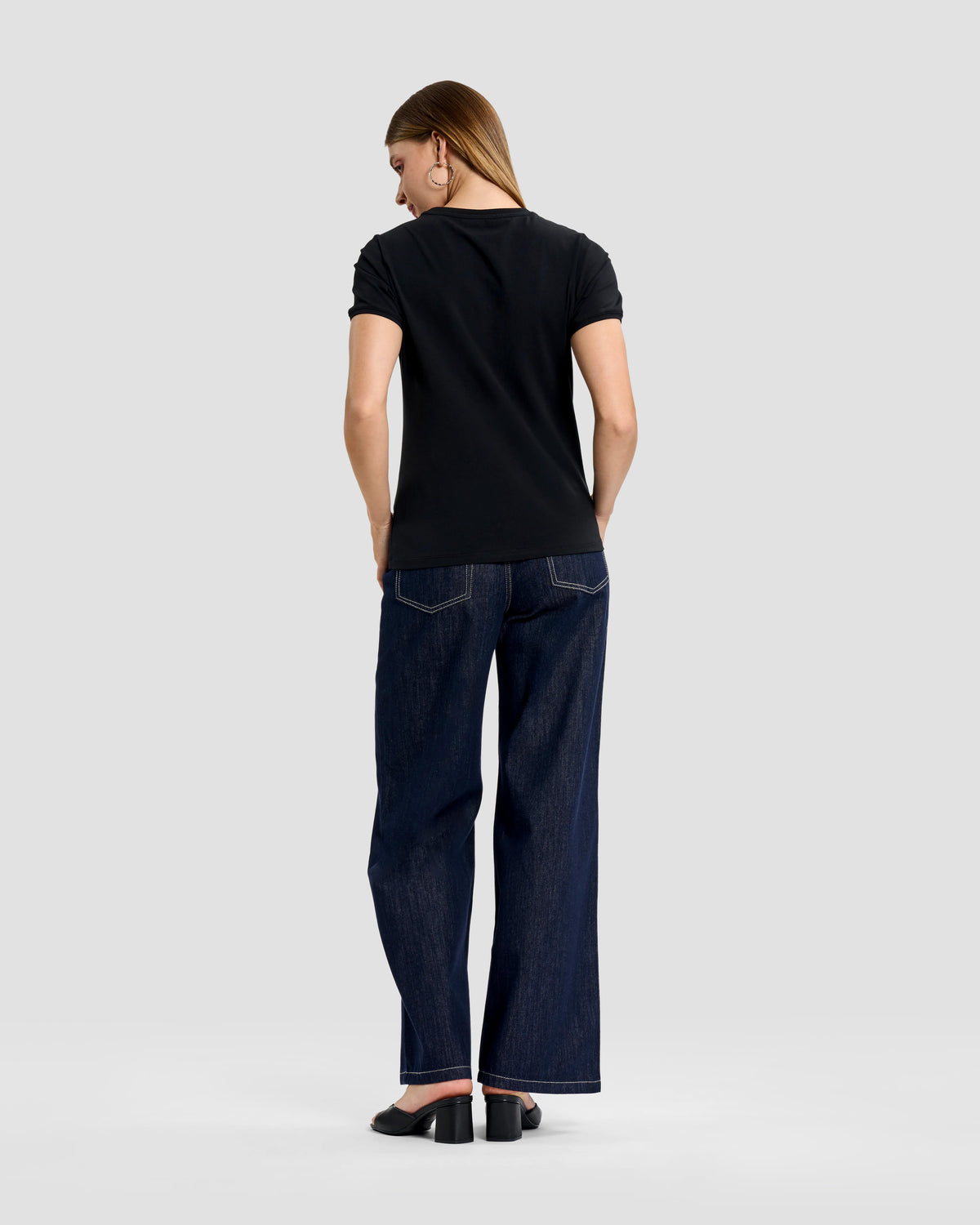 Black Embroidered Logo & Rhinestone T-Shirt