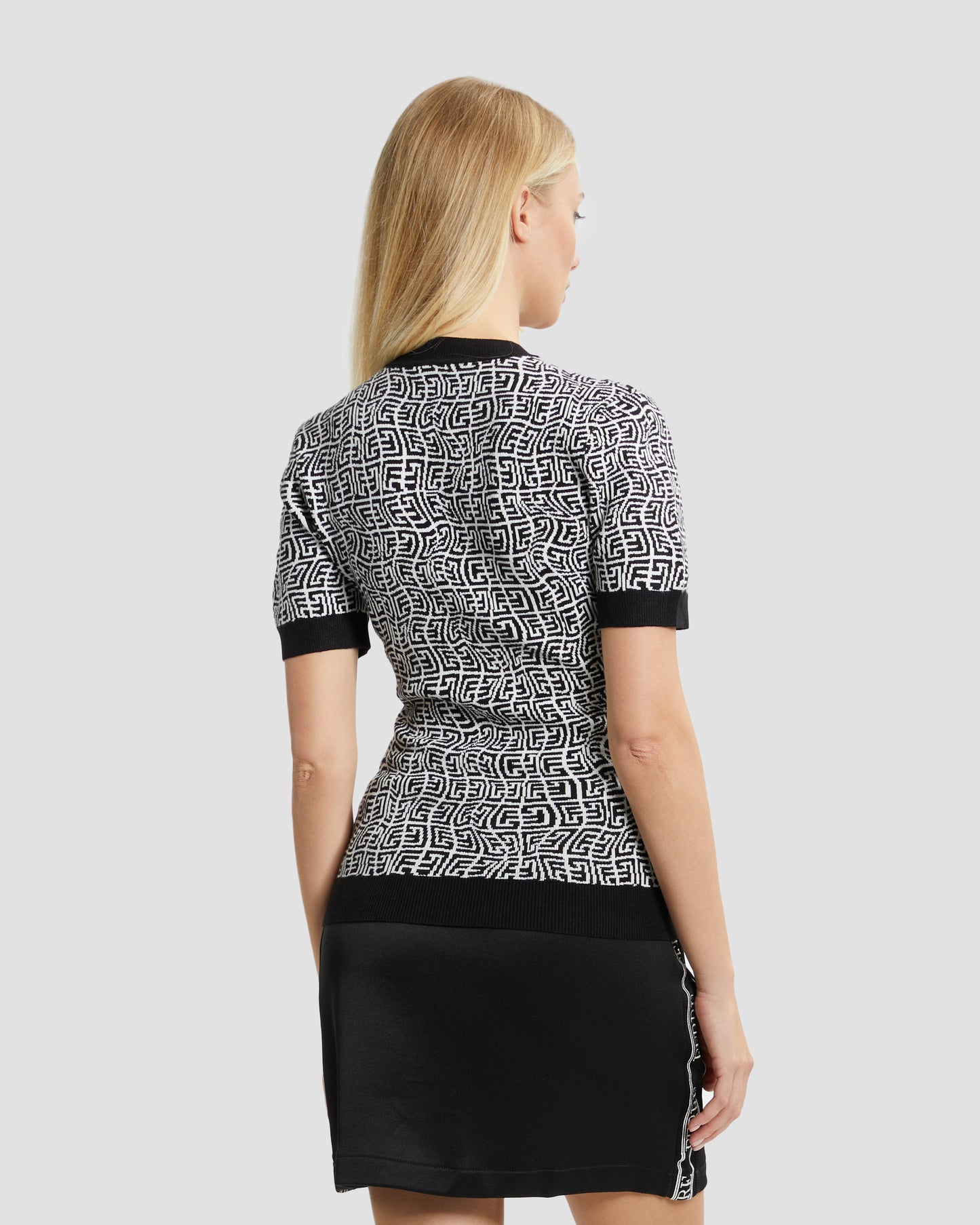 Monochrome Illusion Knit Top