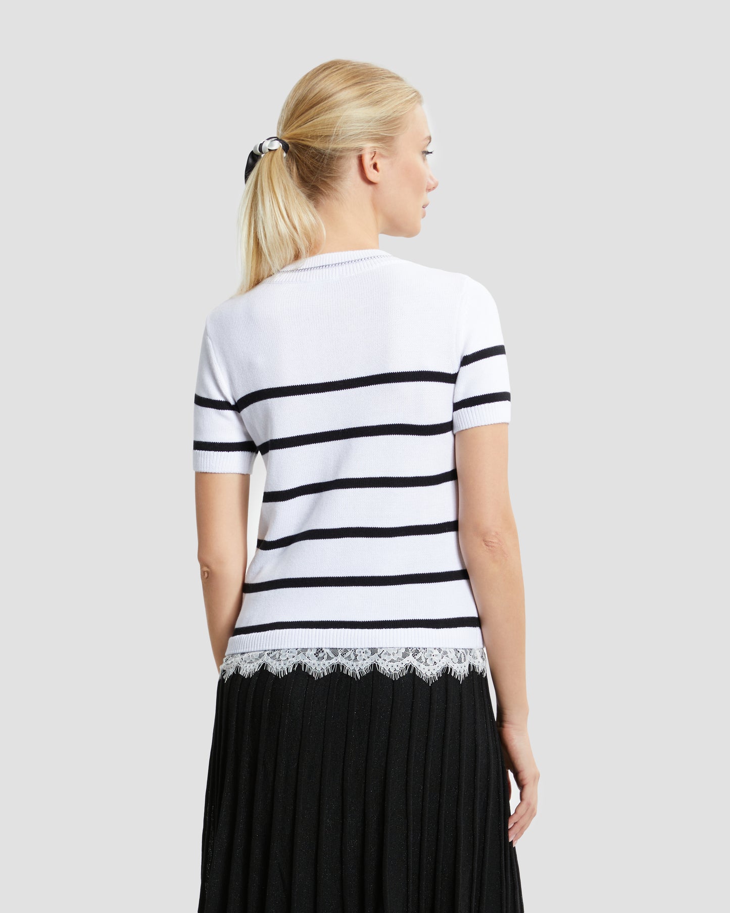 Striped Lace Hem Top