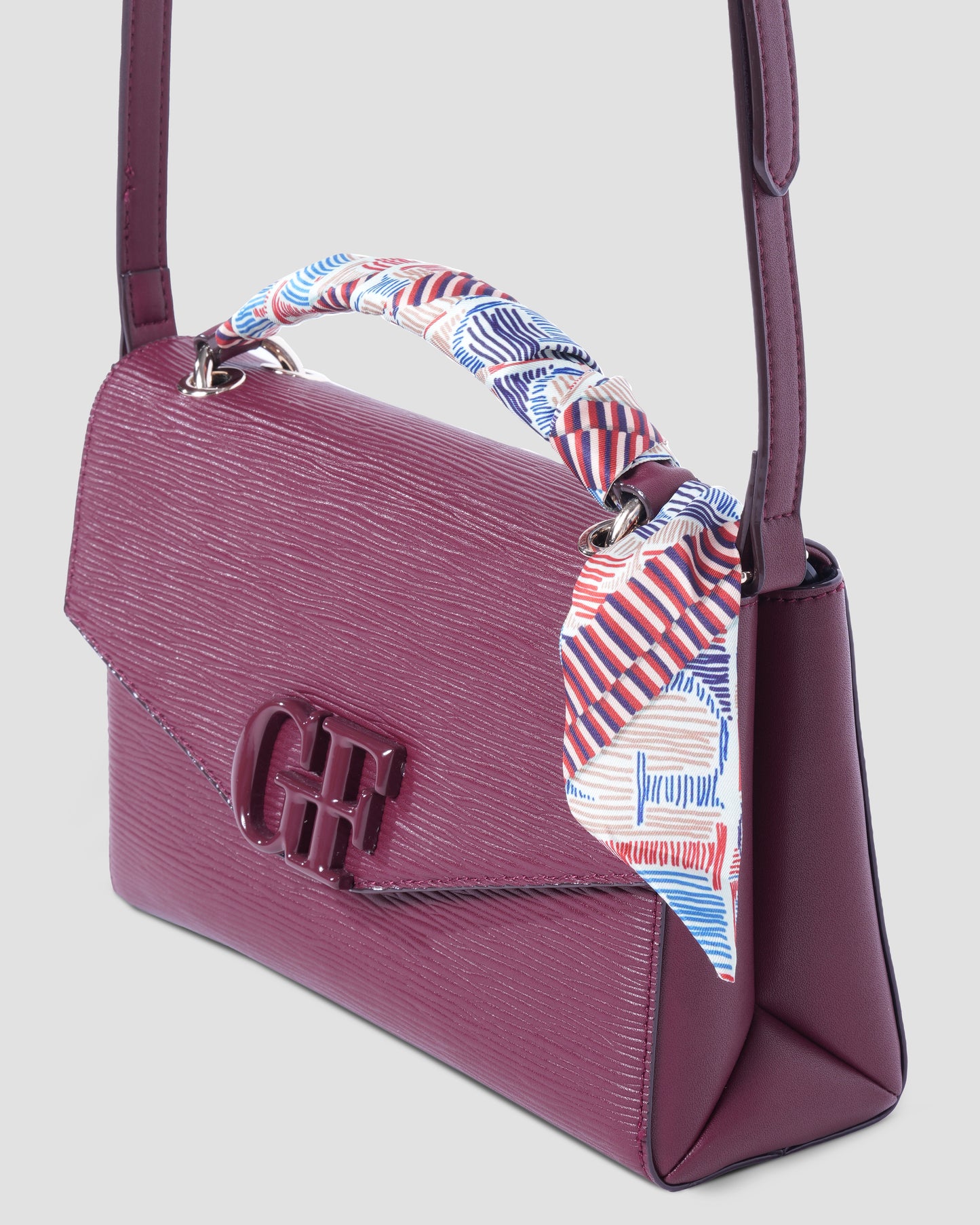 Logo Hand Bag with Scarf-Tied Top Handle