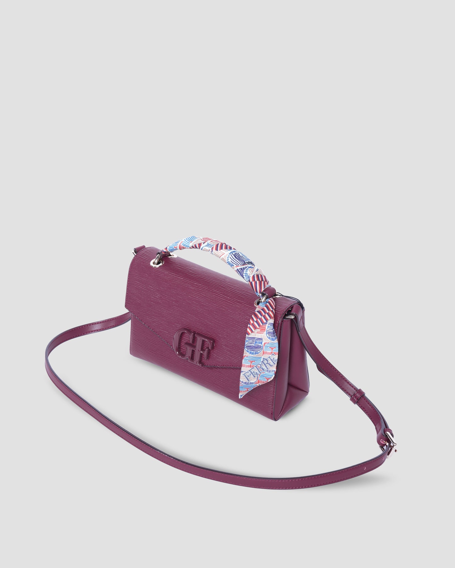 Logo Hand Bag with Scarf-Tied Top Handle