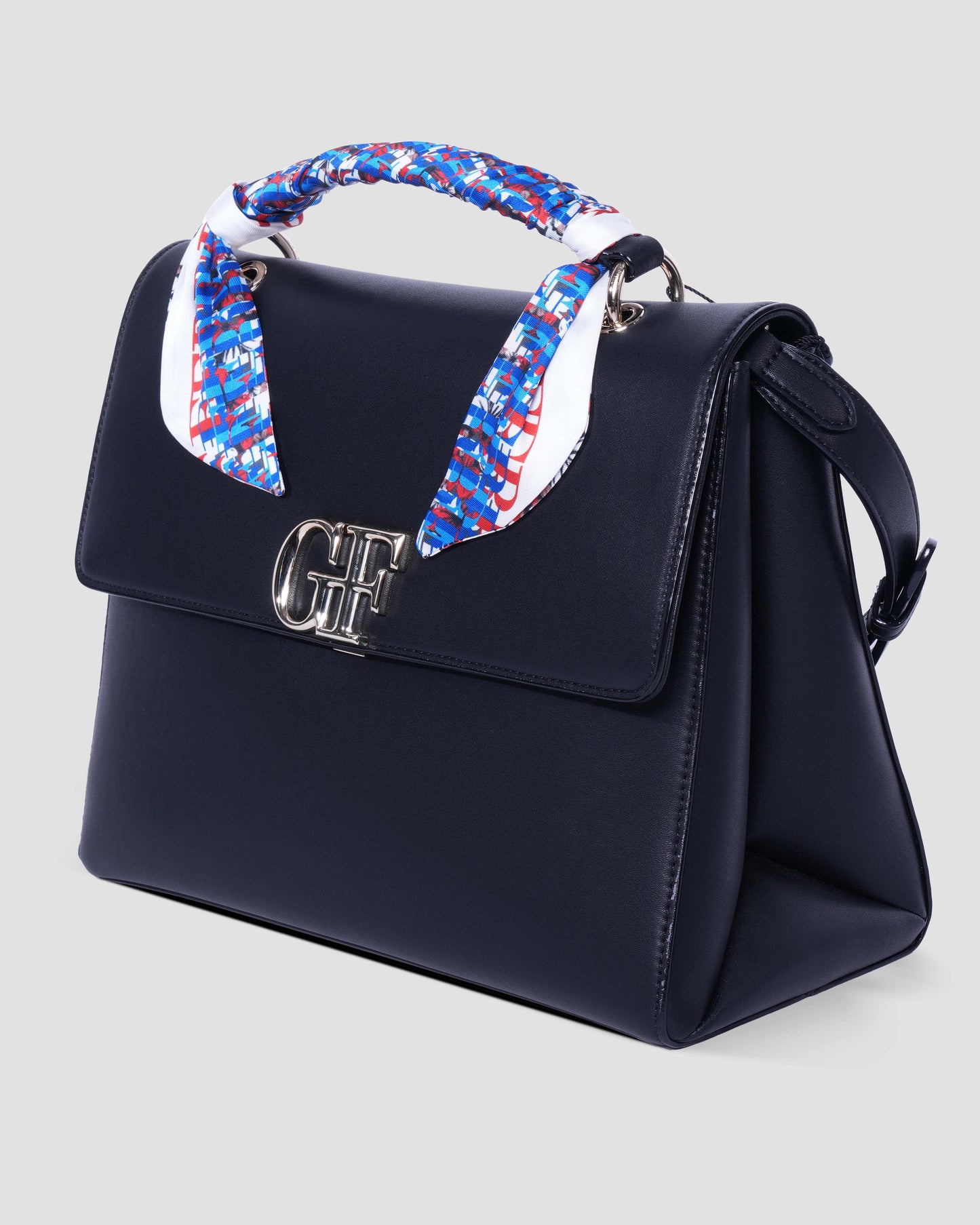 Logo Hand bag with Scarf-Tied Top Handle