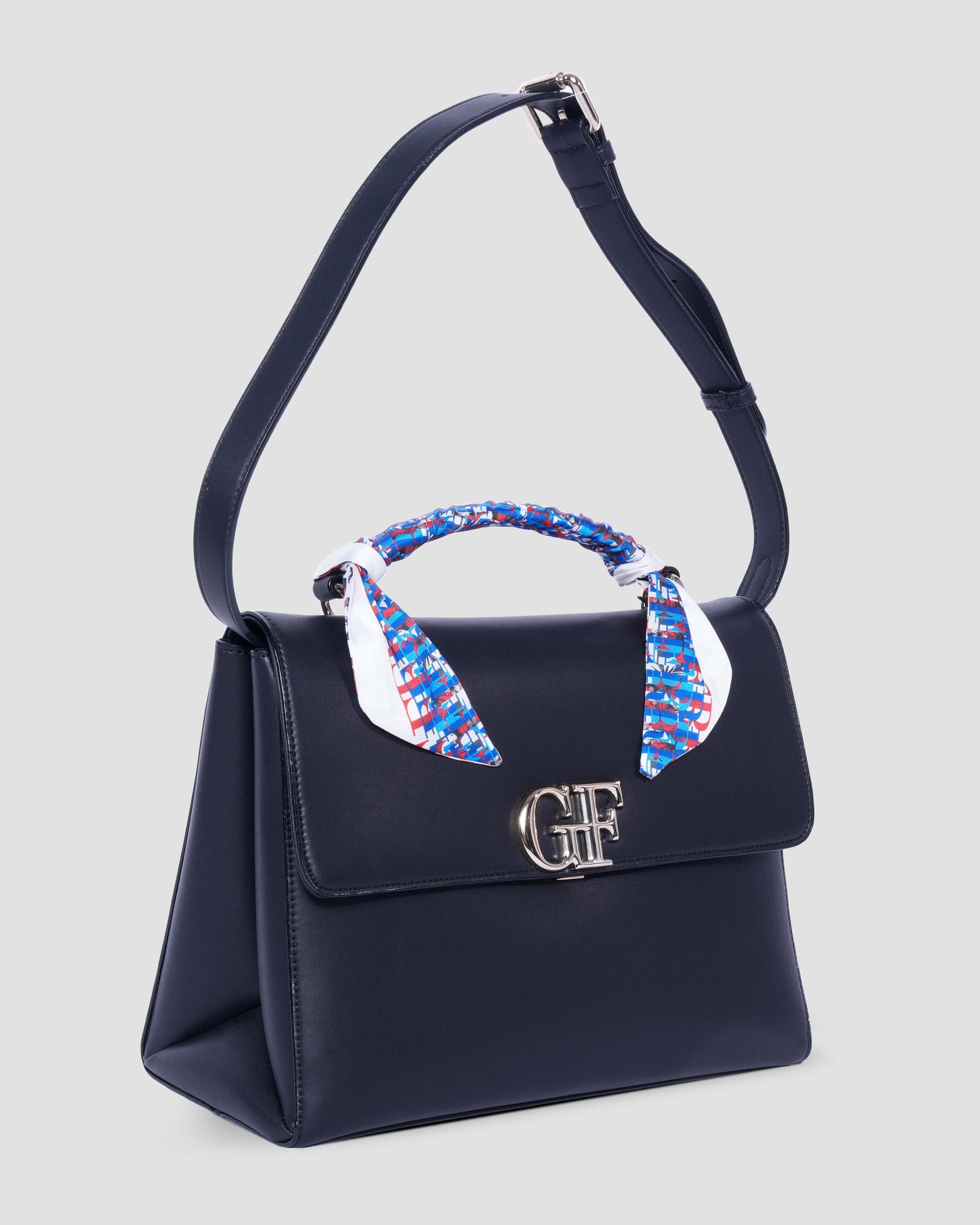 Logo Hand bag with Scarf-Tied Top Handle
