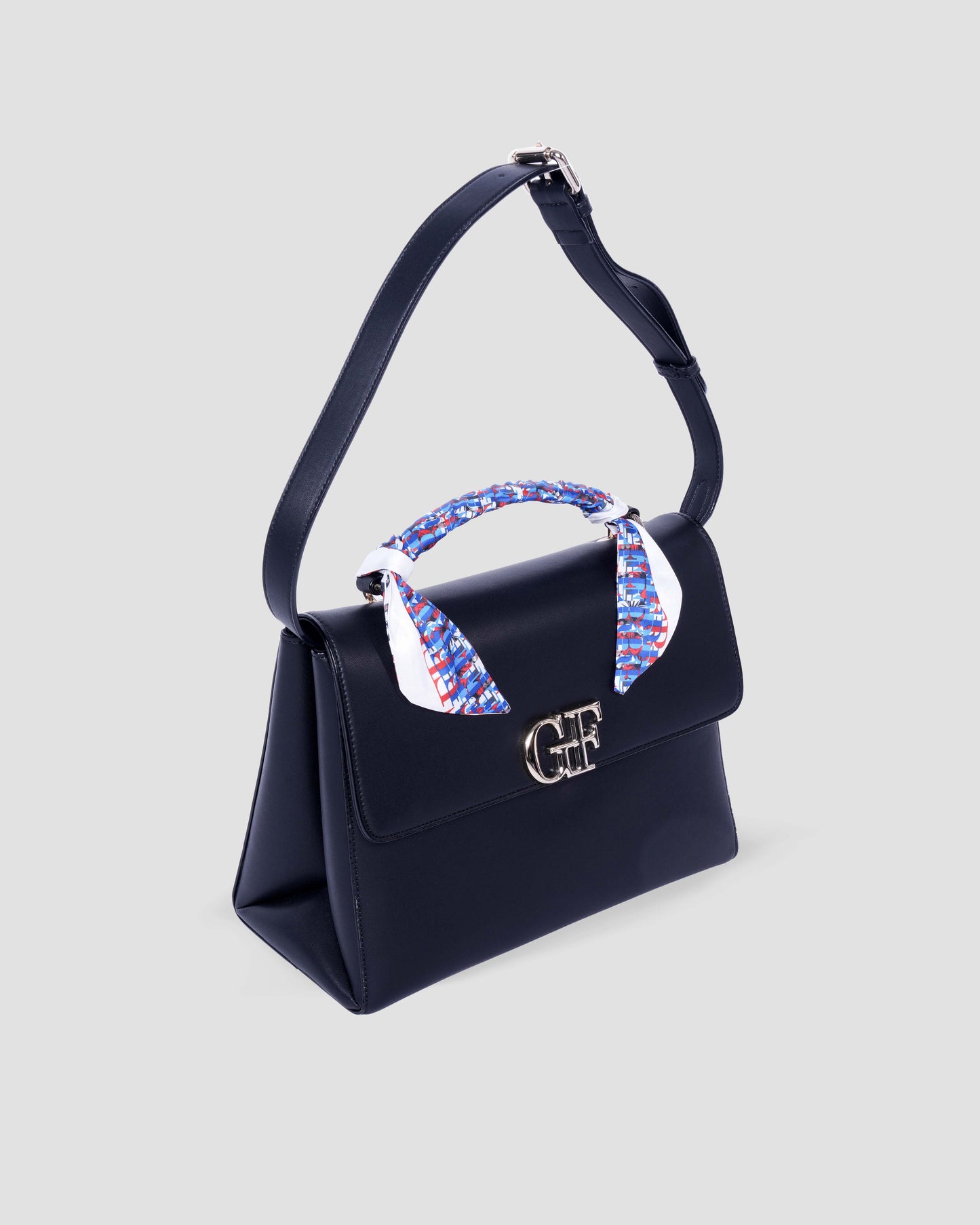 Logo Hand bag with Scarf-Tied Top Handle