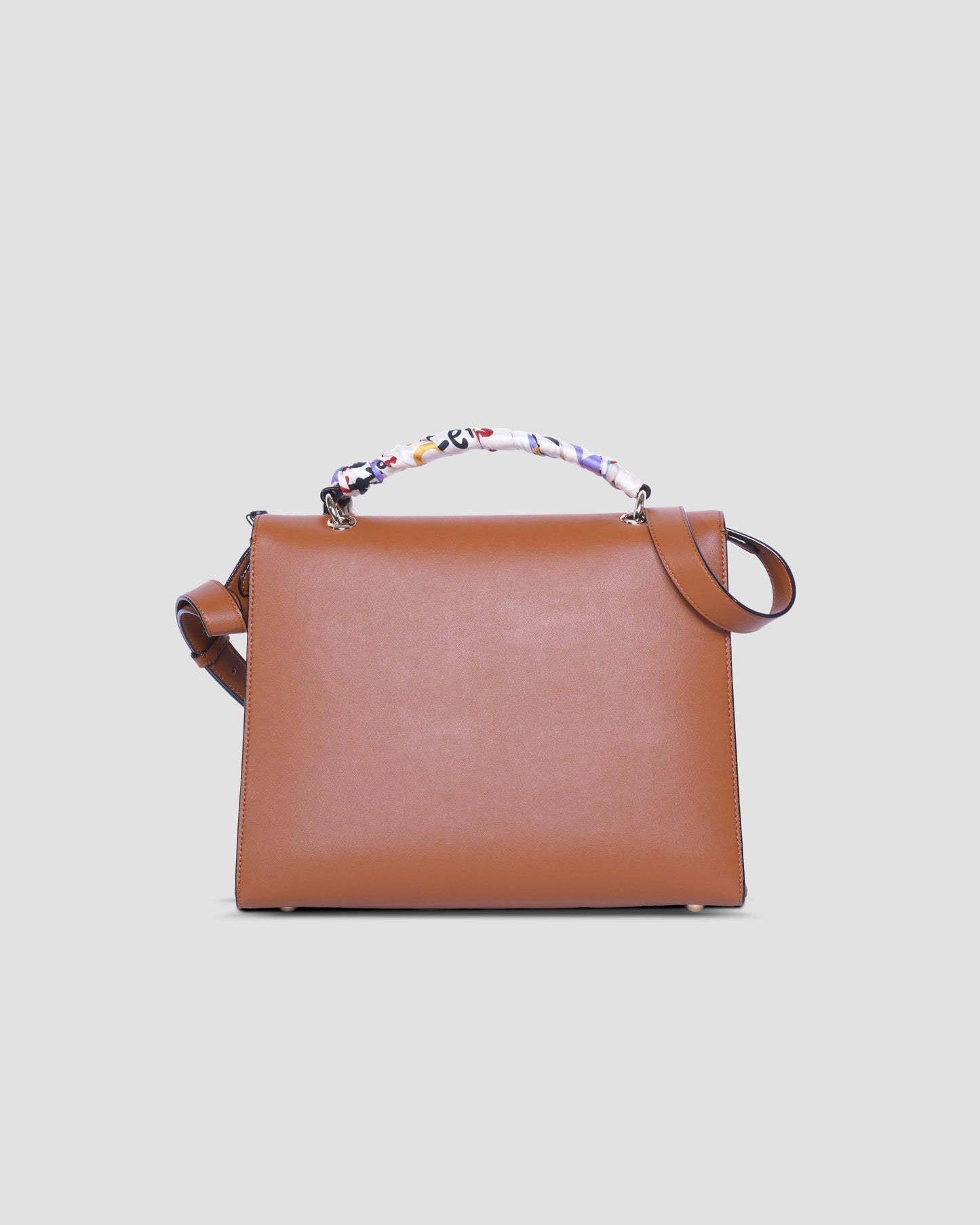 Logo Hand Bag with Scarf-Tied Top Handle