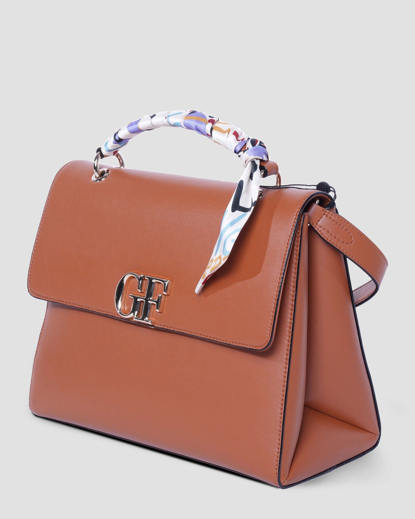 Logo Hand Bag with Scarf-Tied Top Handle