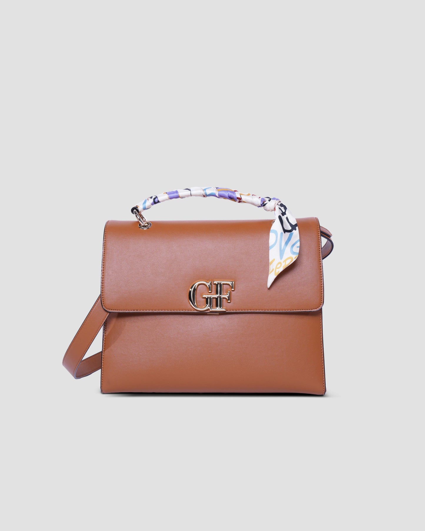 Logo Hand Bag with Scarf-Tied Top Handle