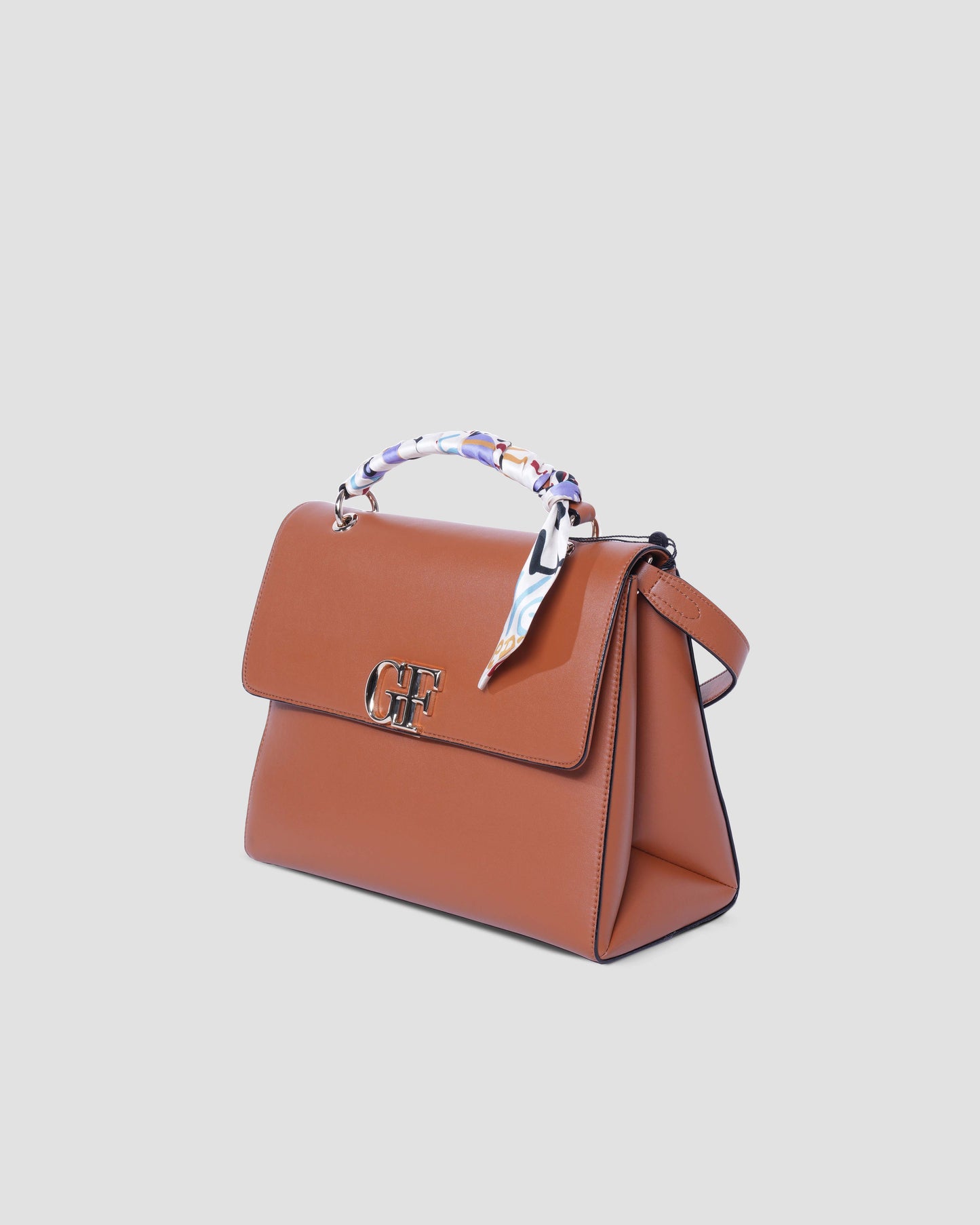 Logo Hand Bag with Scarf-Tied Top Handle