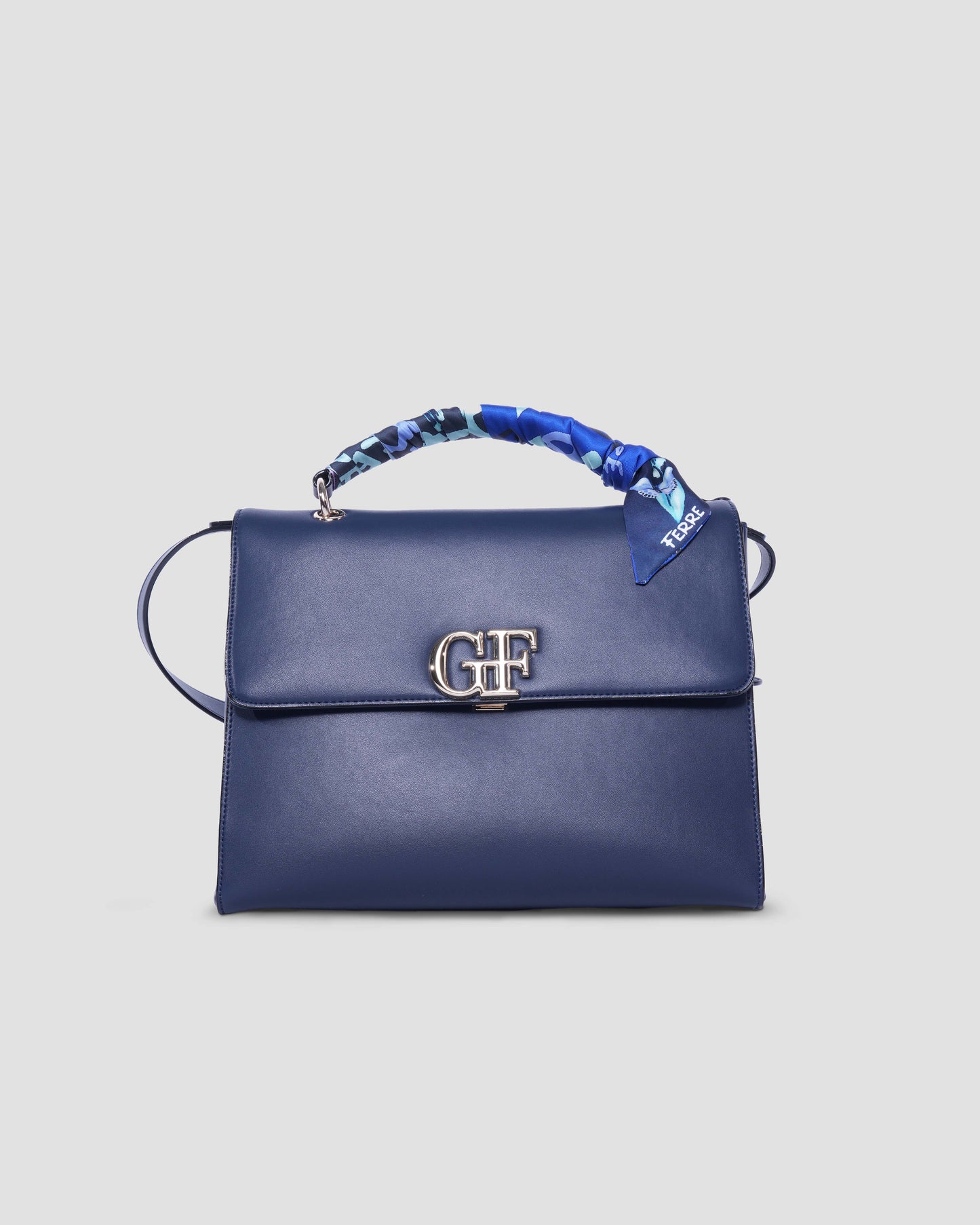 Logo Hand bag with Scarf-Tied Top Handle