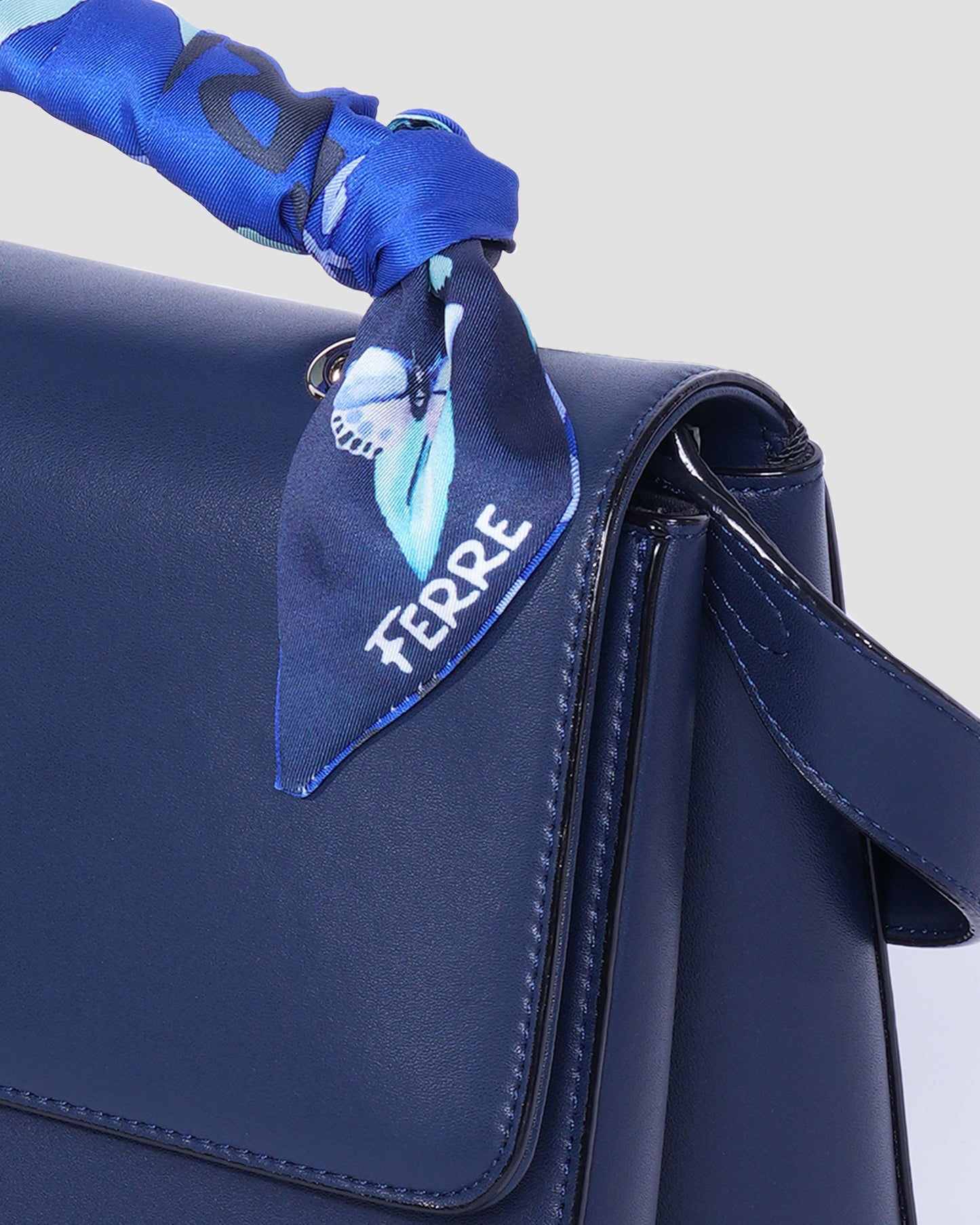 Logo Hand bag with Scarf-Tied Top Handle