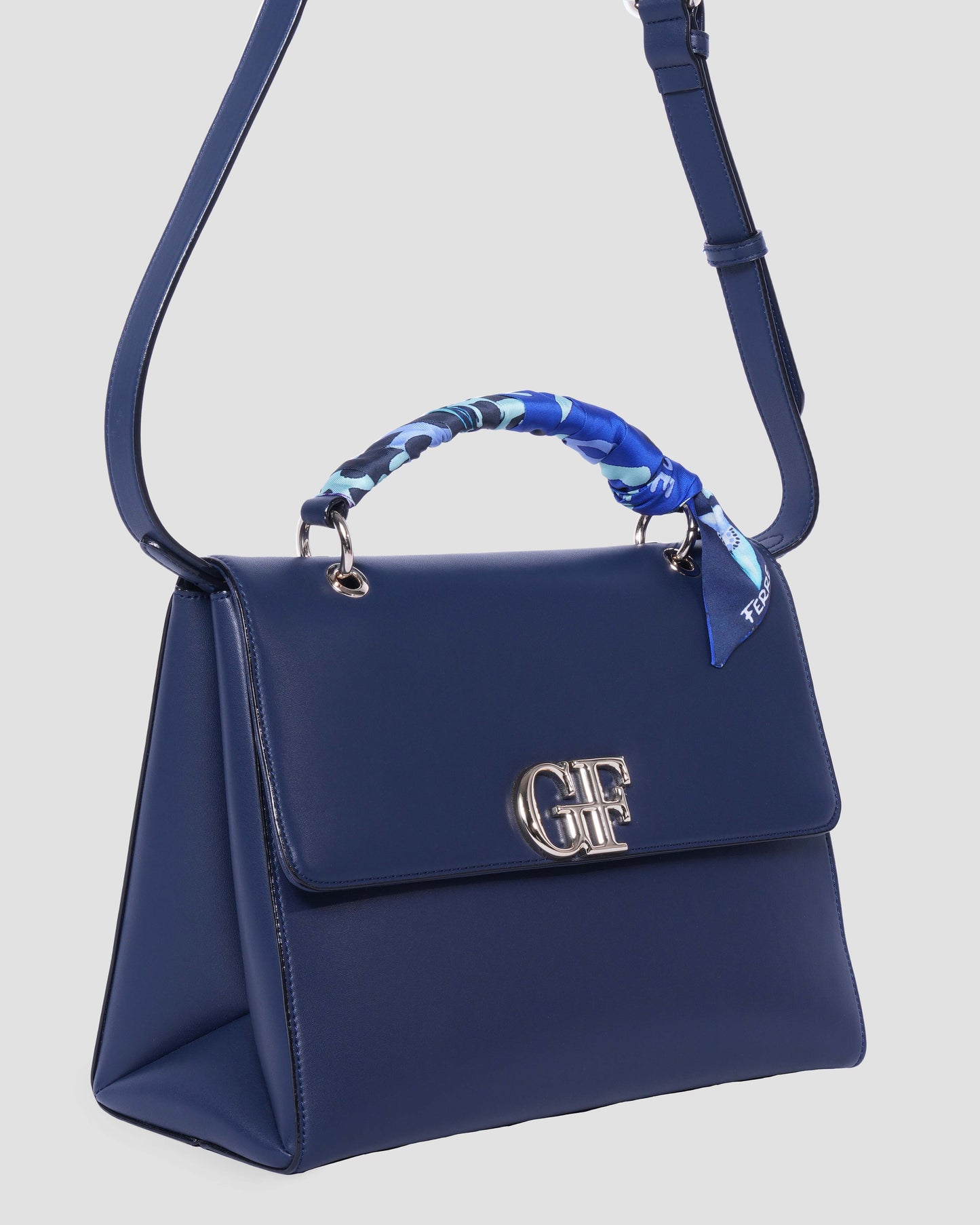 Logo Hand bag with Scarf-Tied Top Handle