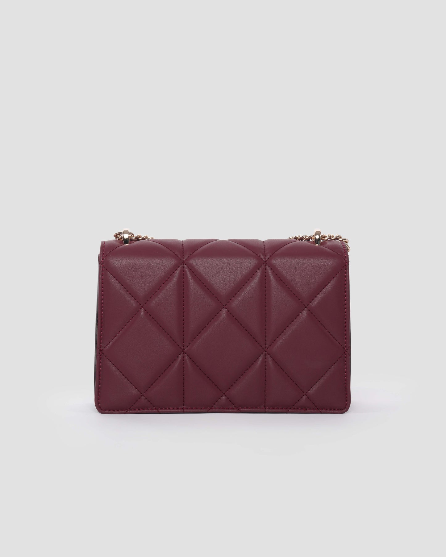 Maroon Quilted Leather Shoulder Bag