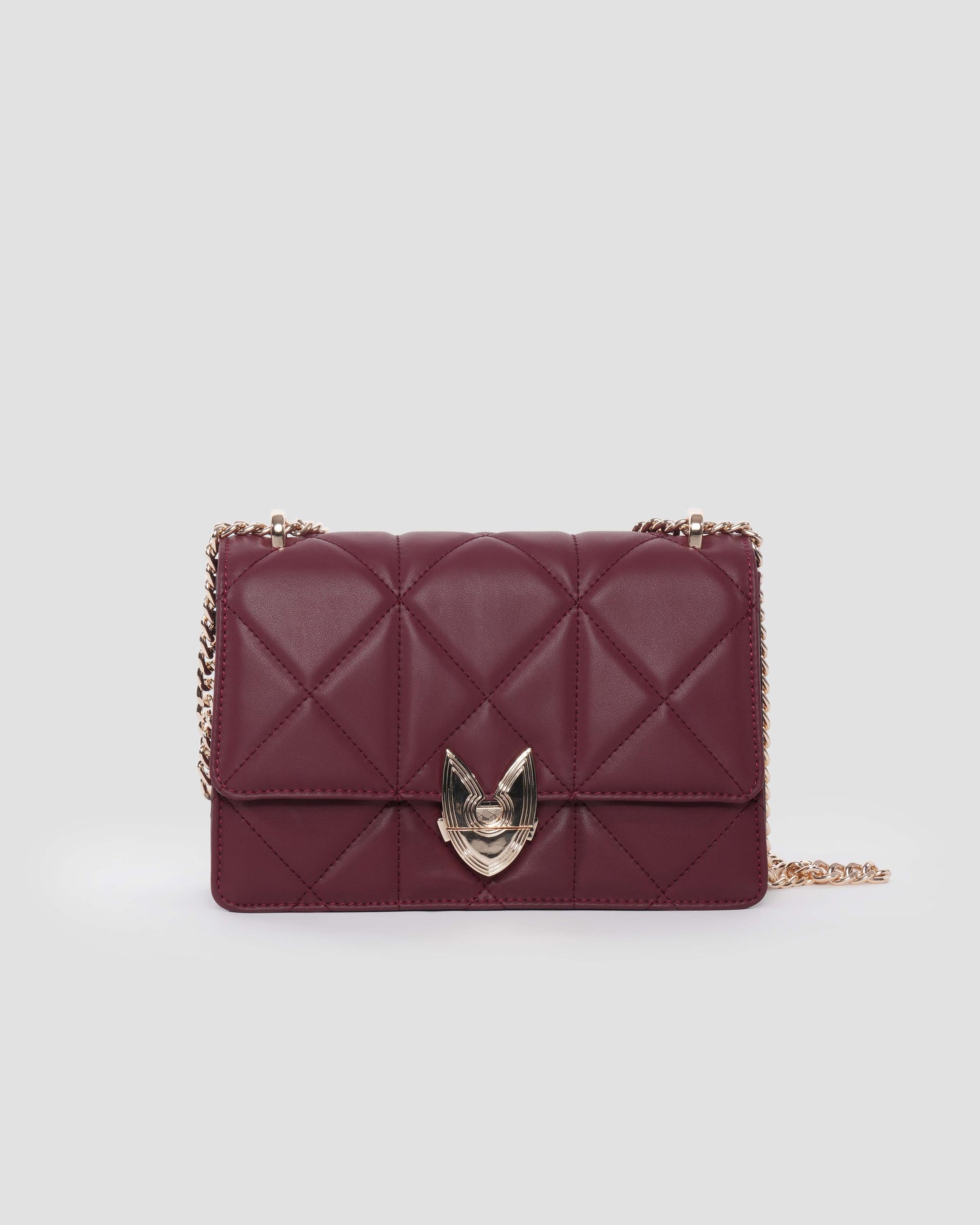 Maroon Quilted Leather Shoulder Bag