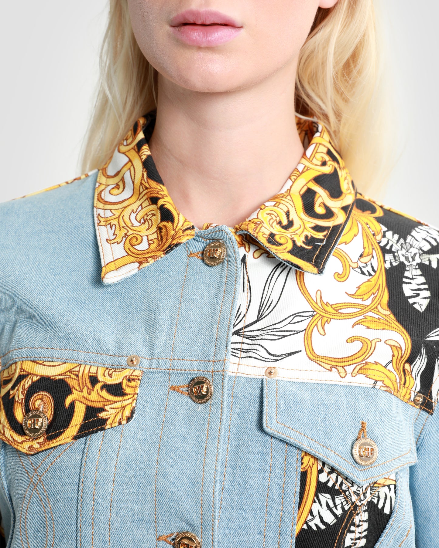 Ornamental Patchwork Denim Jacket