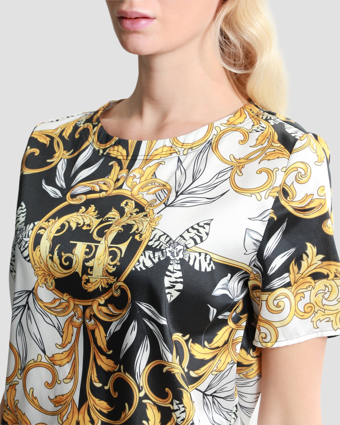 Baroque Floral Print Top