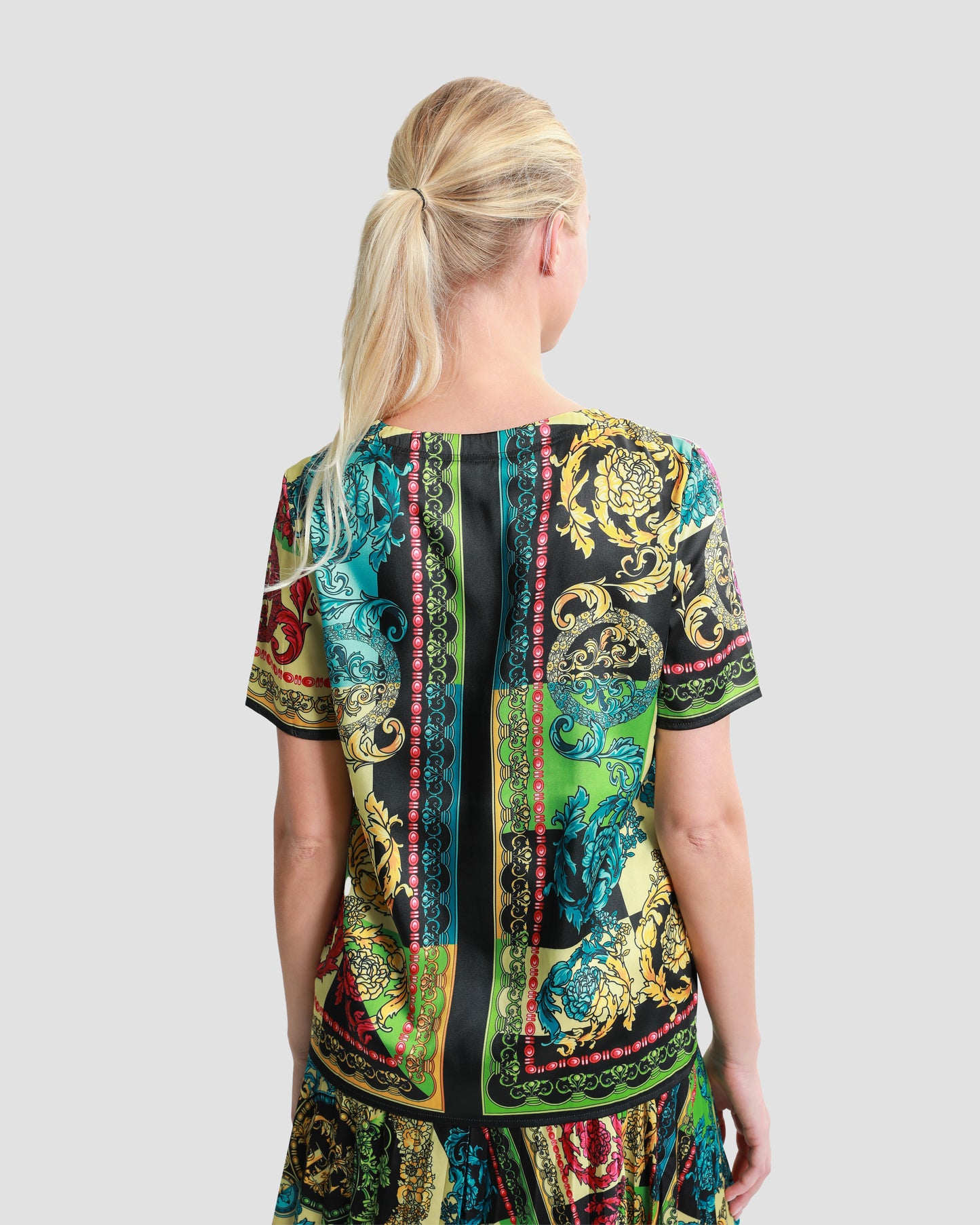 Ornate Color Block Print Top