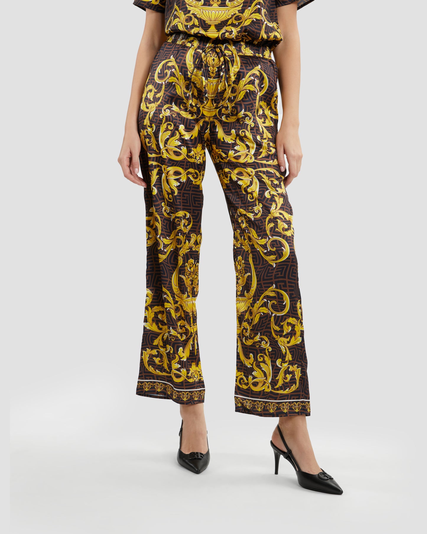 Oriental Baroque Patterned Flared Pants