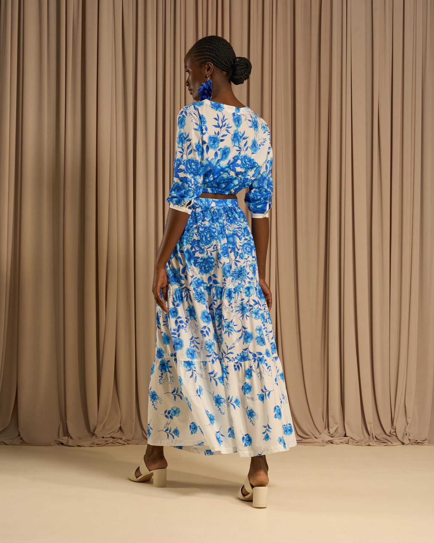 Gradient Floral Cropped Top