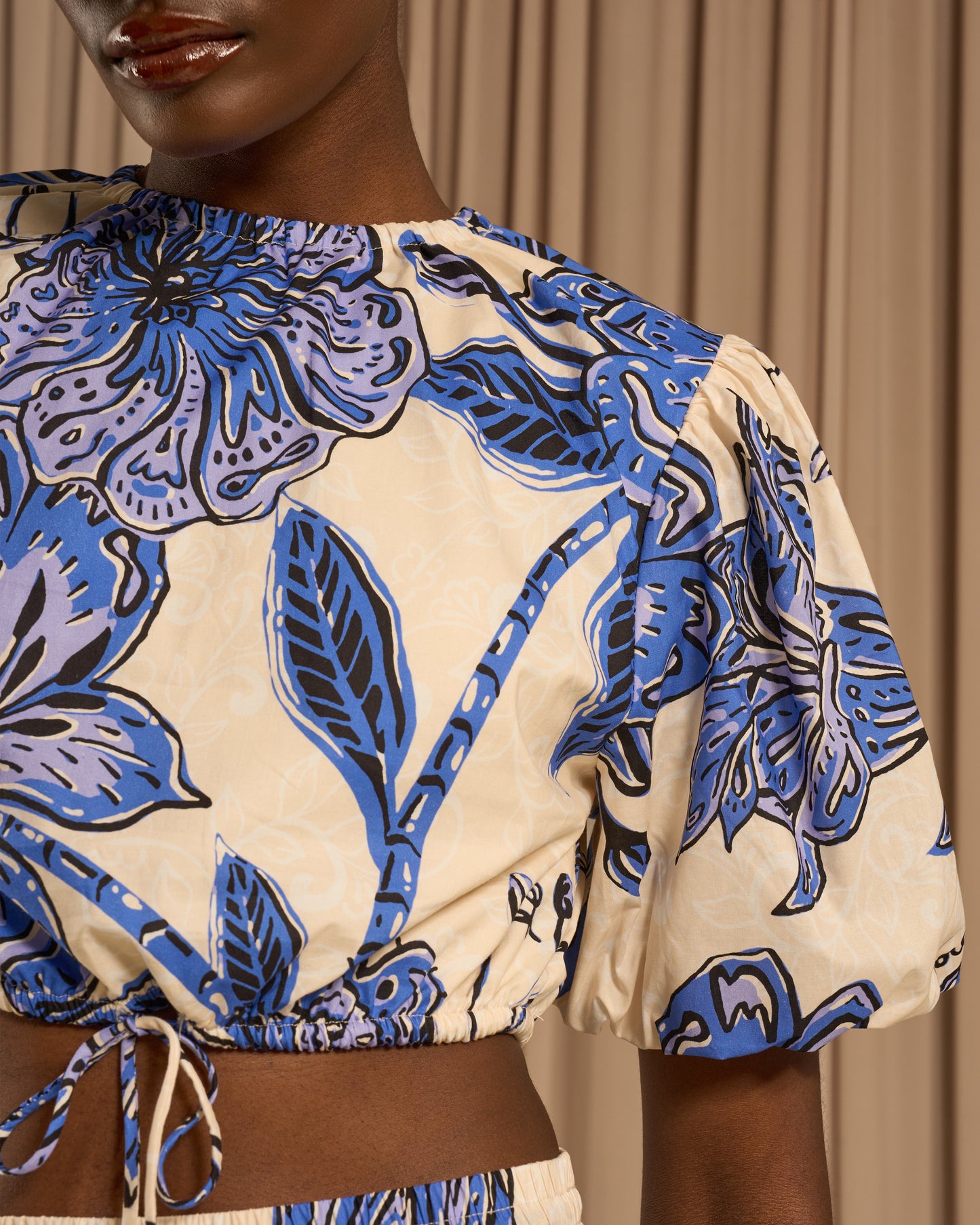 Floral Puff Sleeves Cotton Top