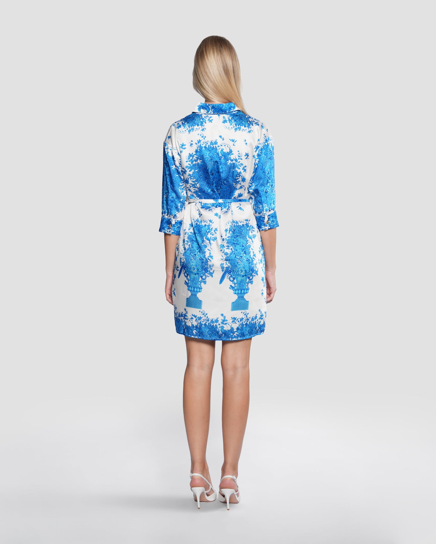 Vintage Floral Print Shirt Dress