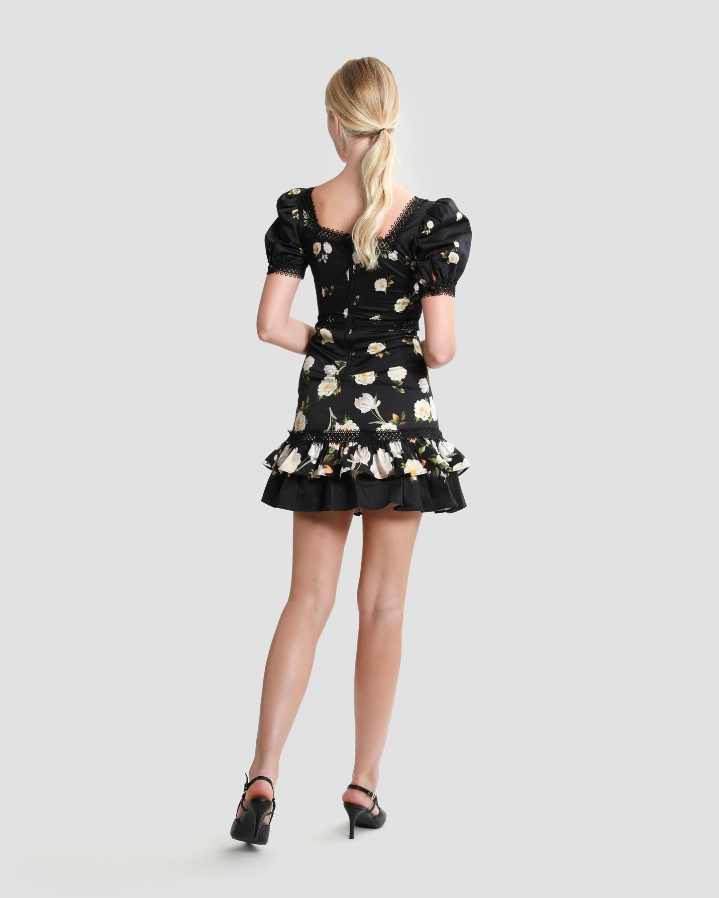 Lace Trim Tiered Mini Dress