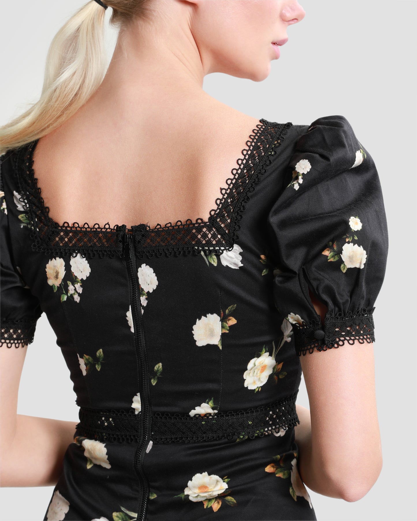 Lace Trim Tiered Mini Dress