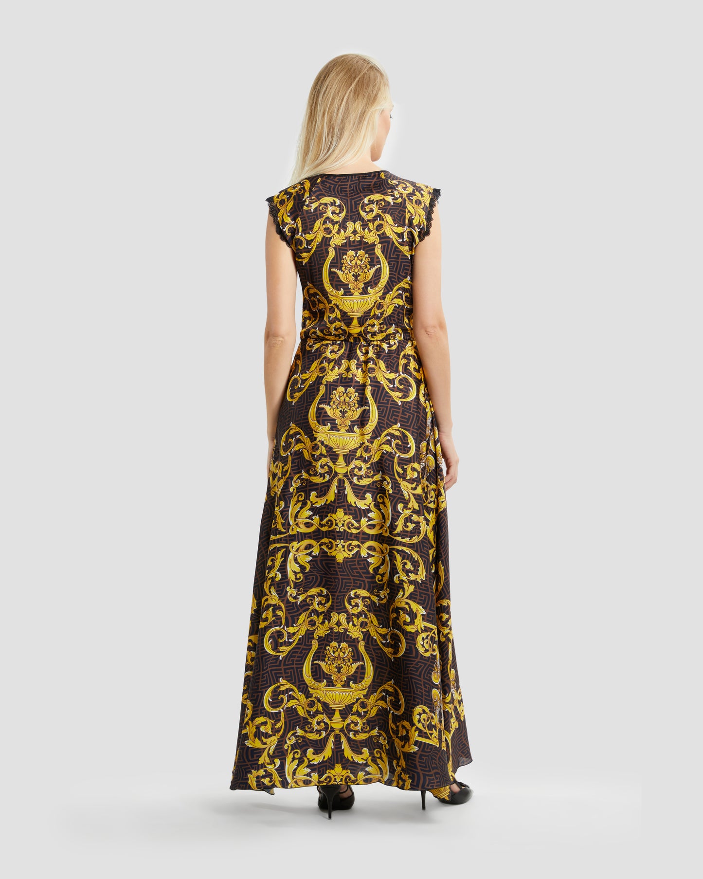 Oriental Baroque Patterned Maxi Dress