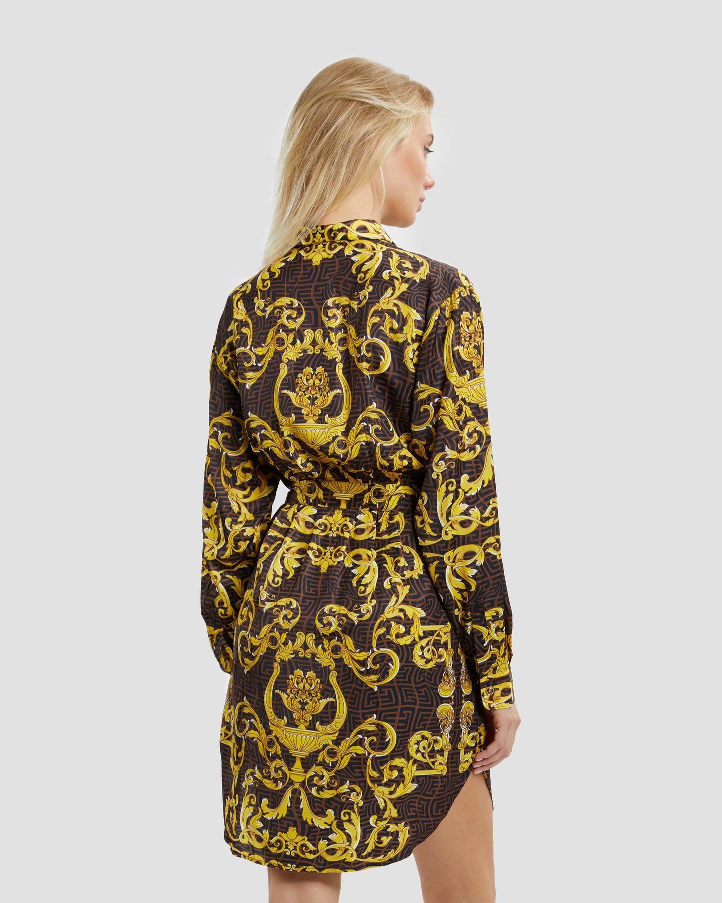 Oriental Baroque Patterned Shirt Dress