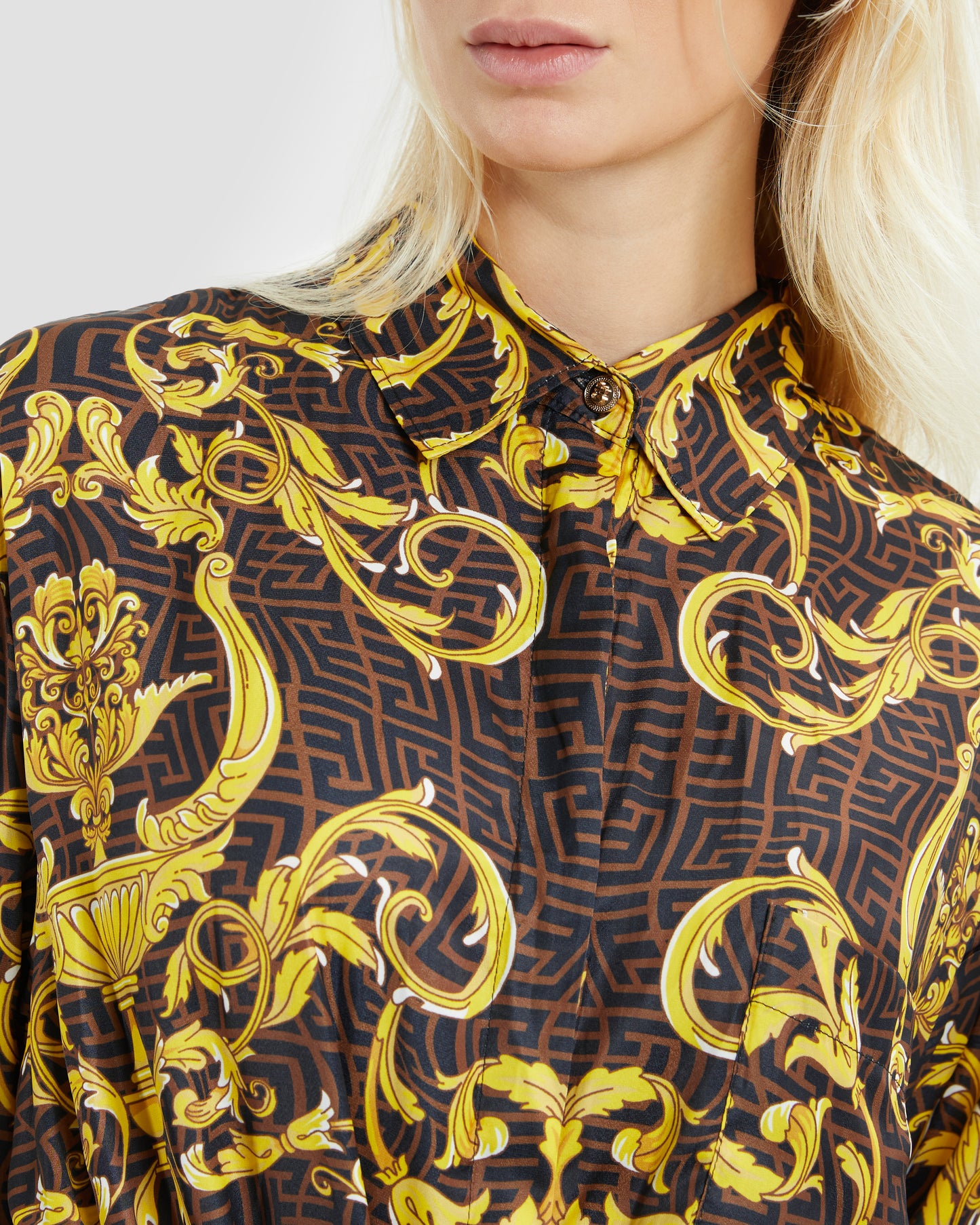 Oriental Baroque Patterned Shirt Dress