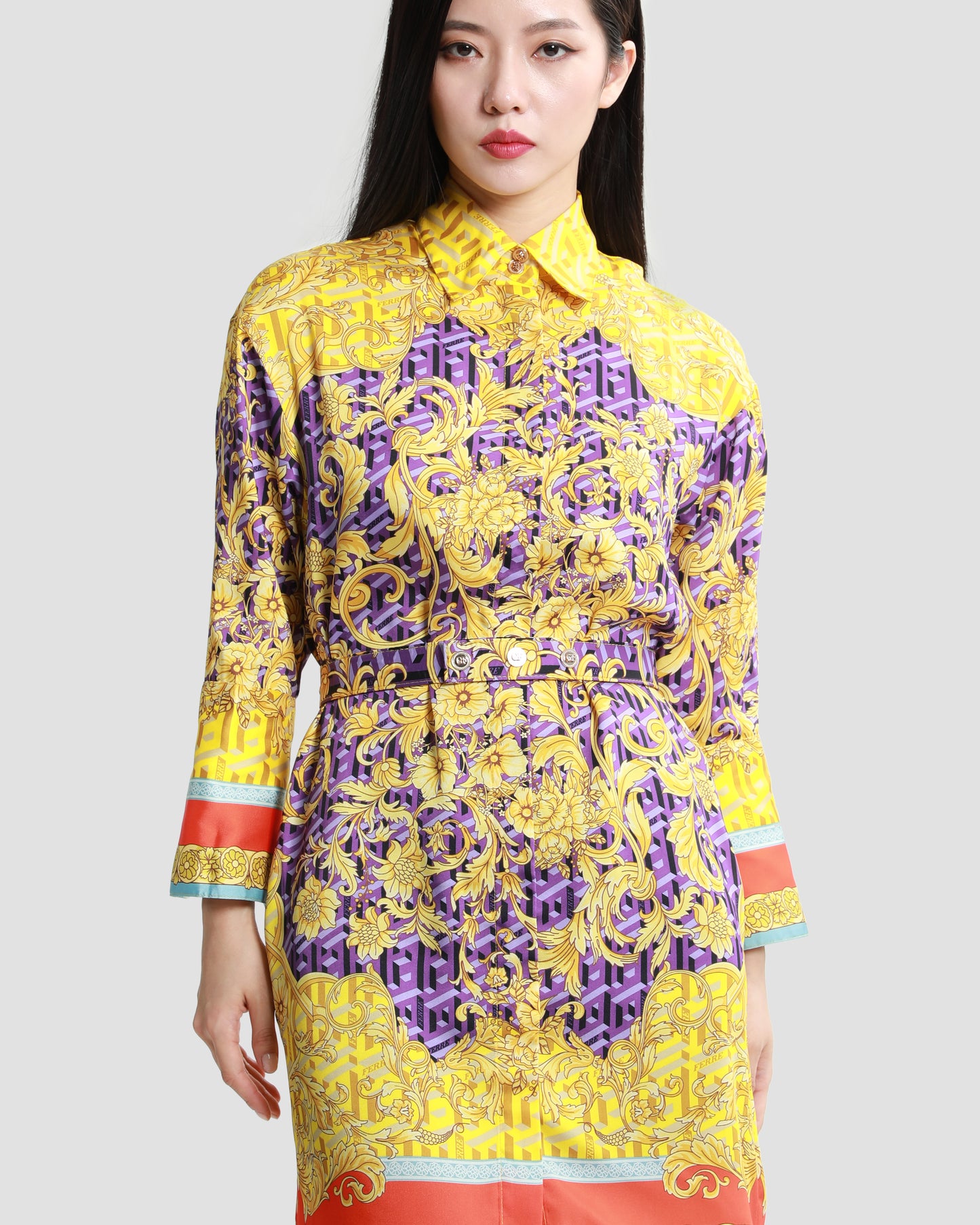 Baroque All-Over Print Mini Dress