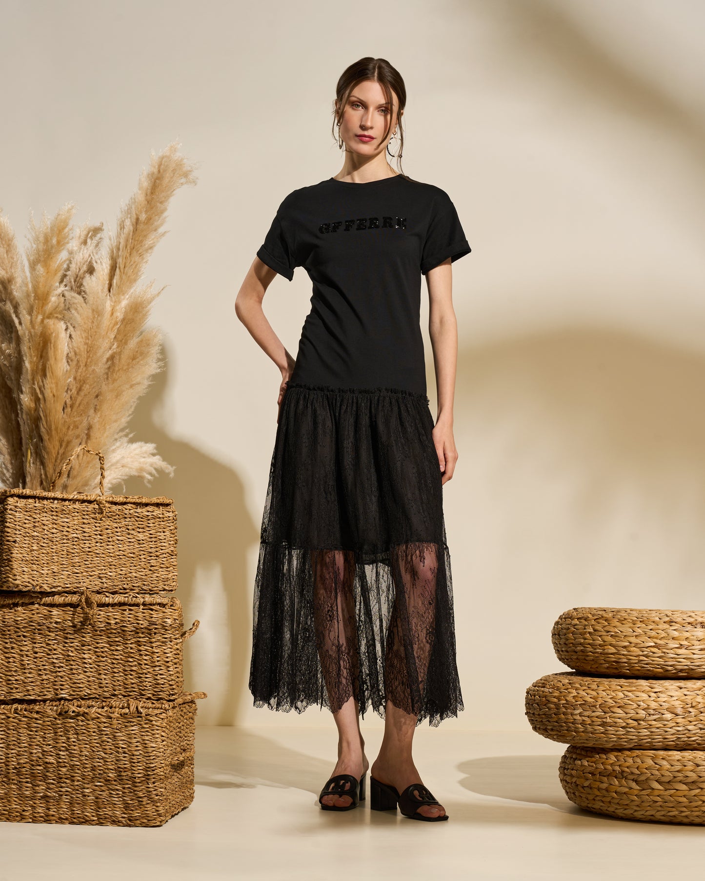 Lace Hem T-Shirt Dress