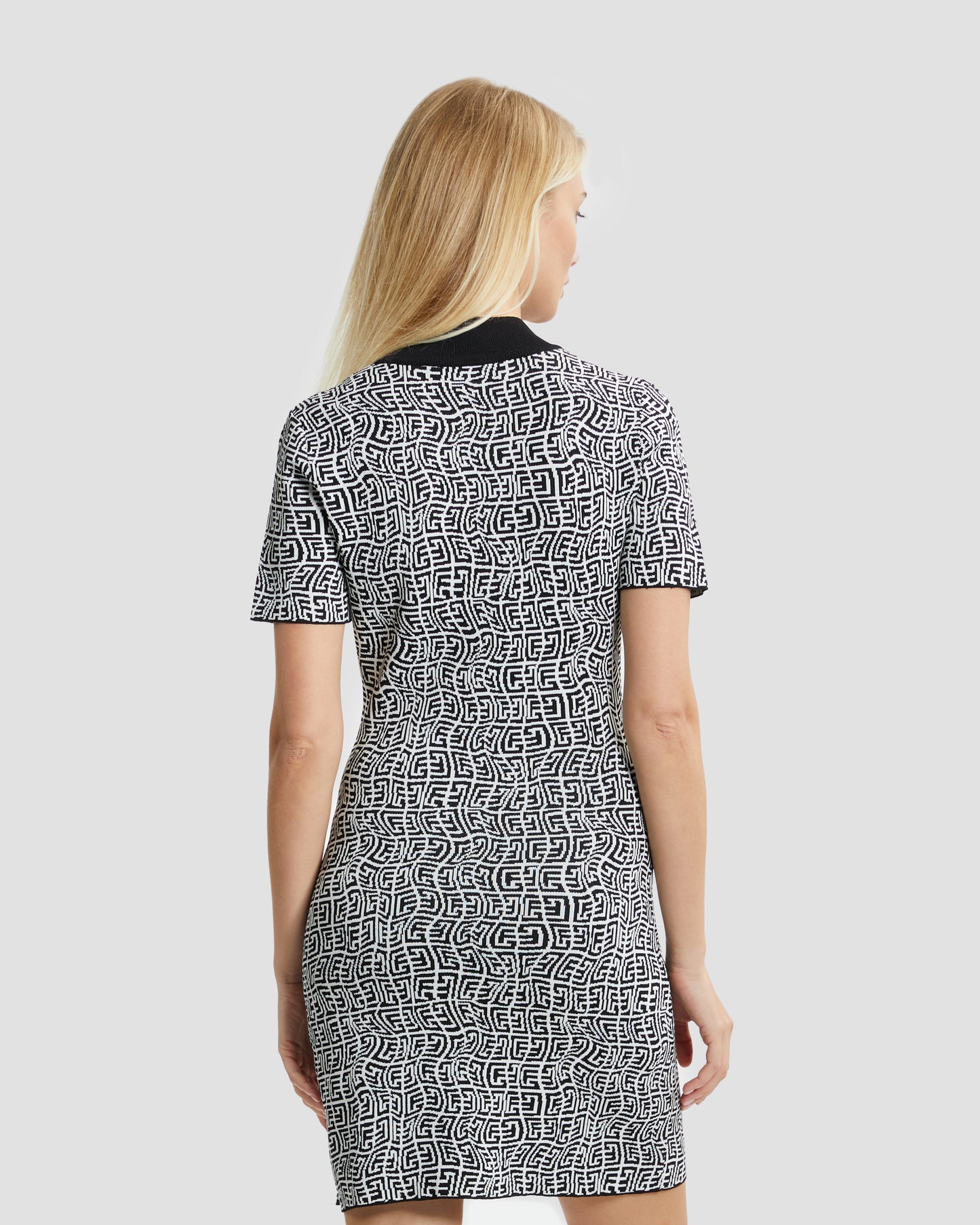 Monochrome Illusion Knit Dress