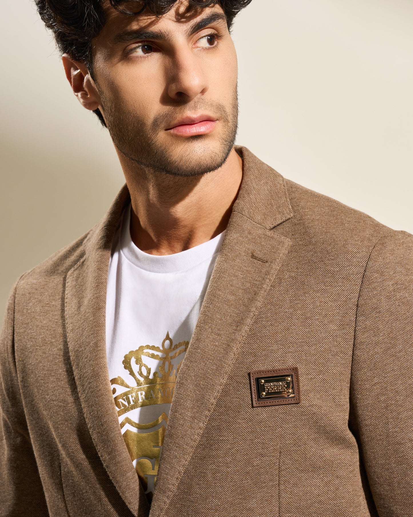Gold-Tone Logo Plaque Jacket