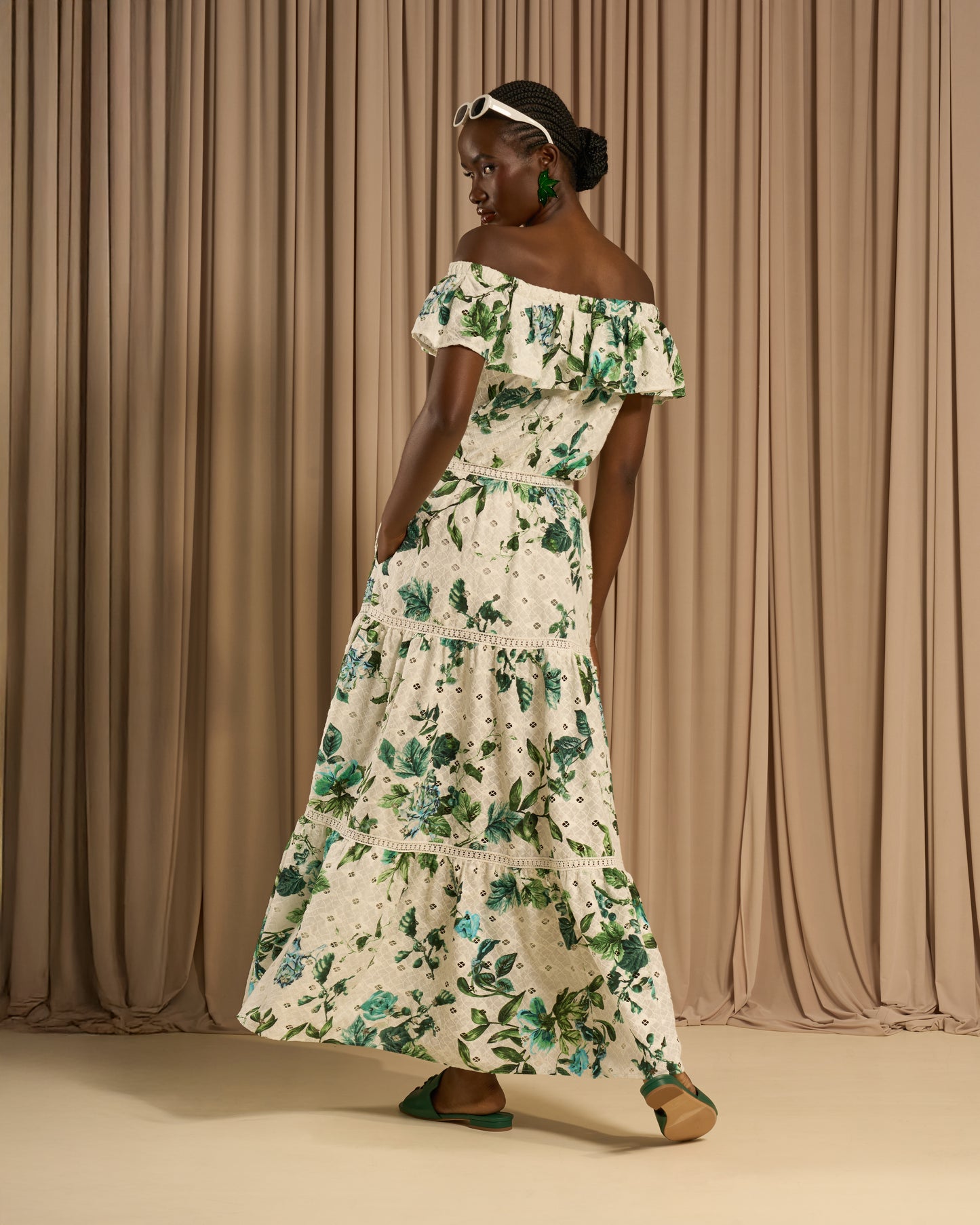 Off Shoulder Tiered Maxi Dress