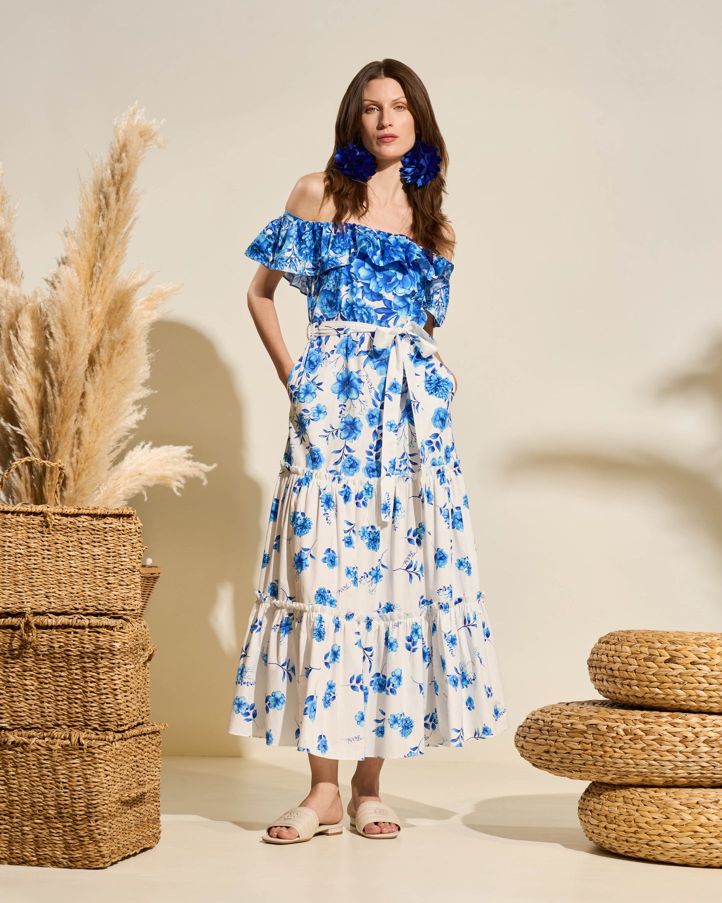 Off-Shoulder Floral Maxi Dress