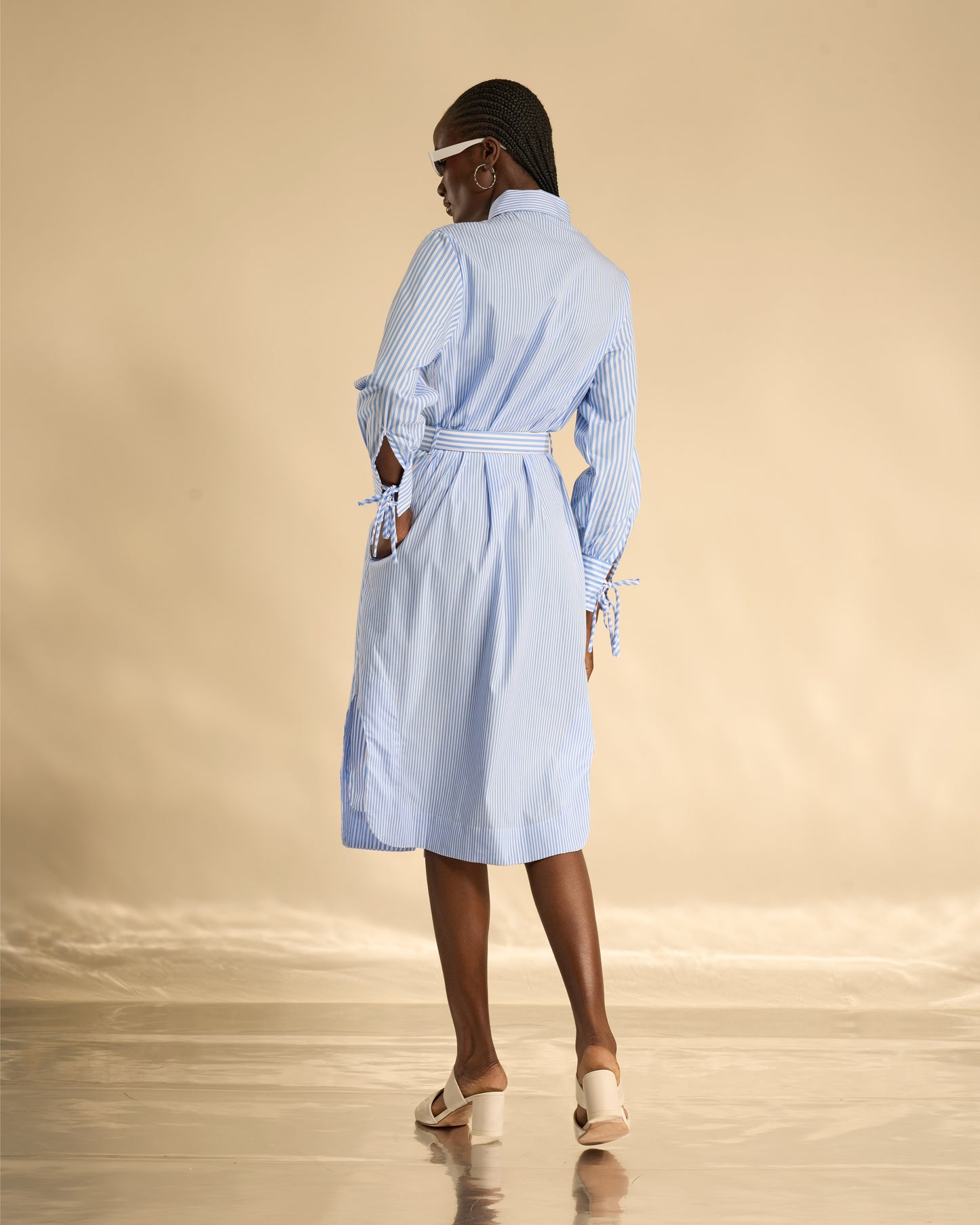 Striped Belted Shirt Dress