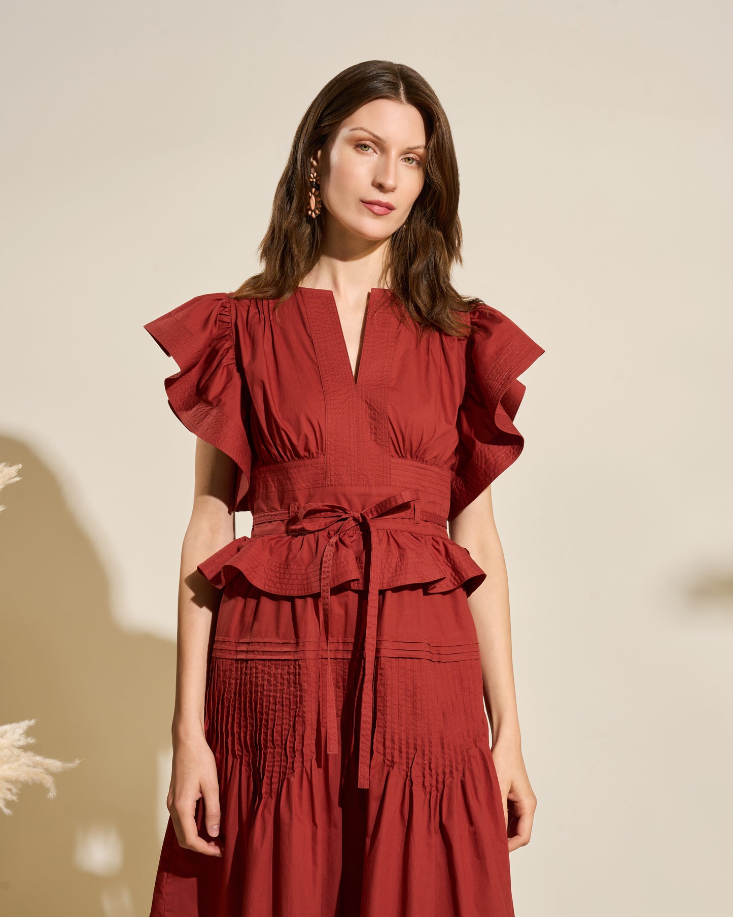 Ruffled Cotton Midi Dress