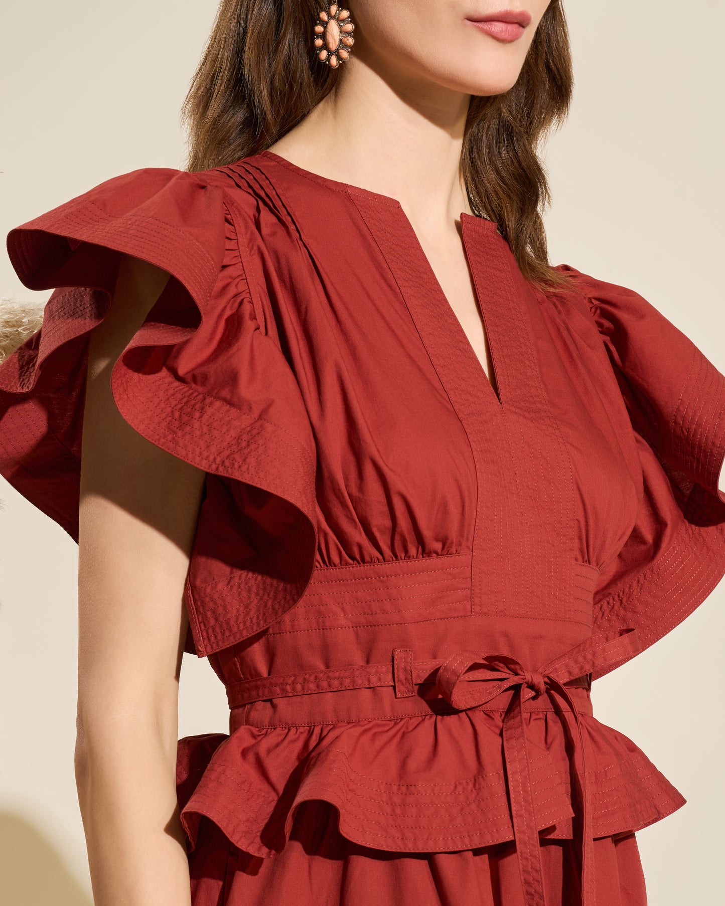 Ruffled Cotton Midi Dress