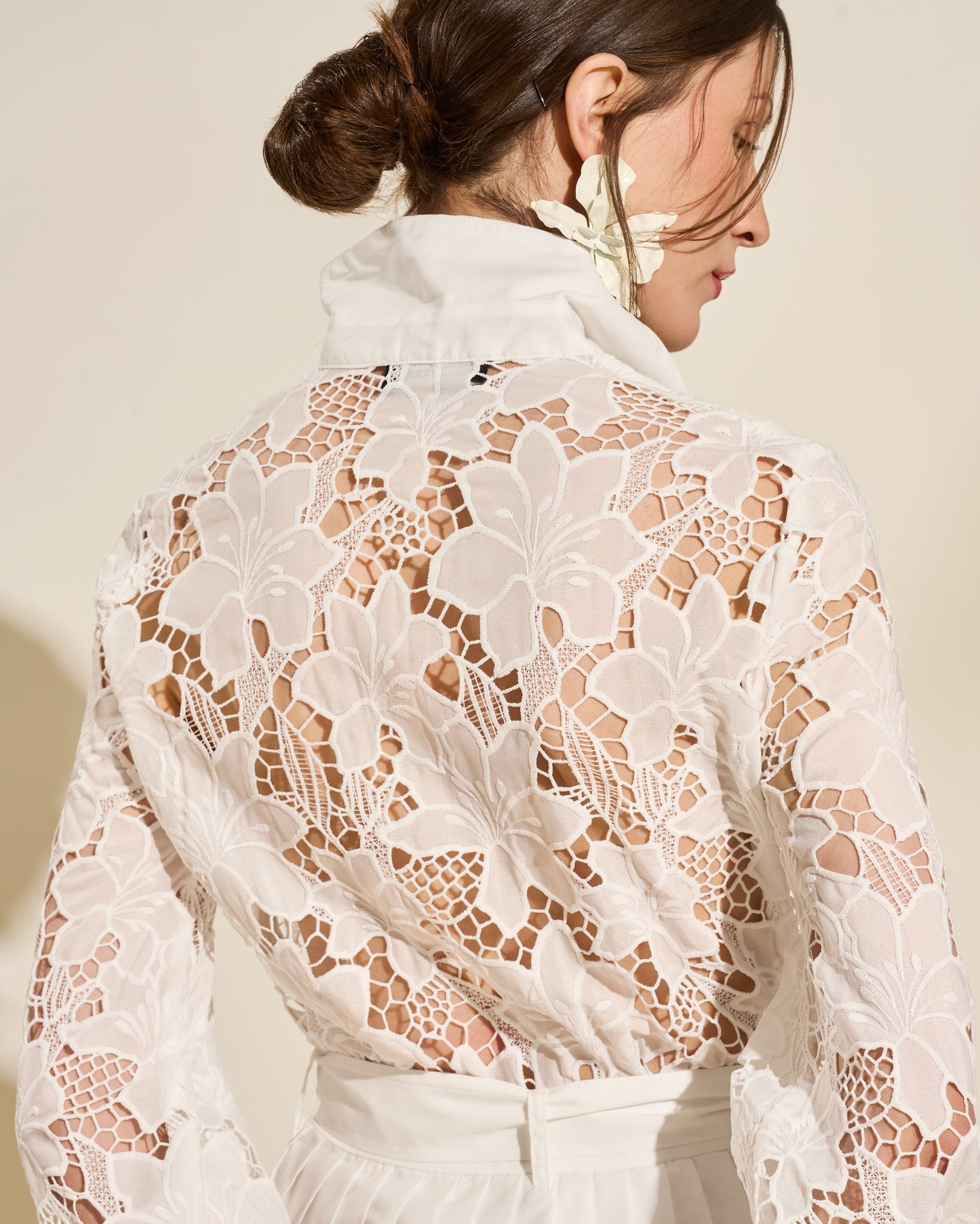 Lace Shirt Dress with Pleated Skirt