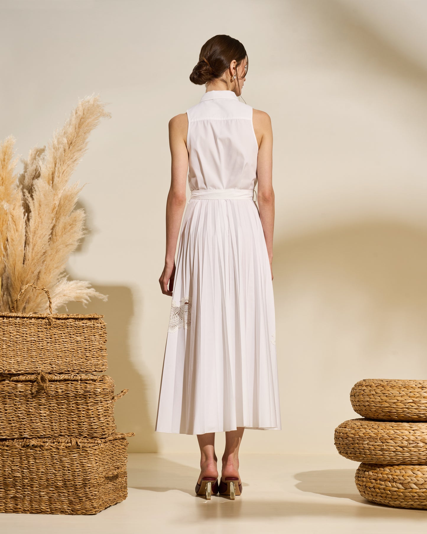 Sleeveless Embroidered Cotton Dress