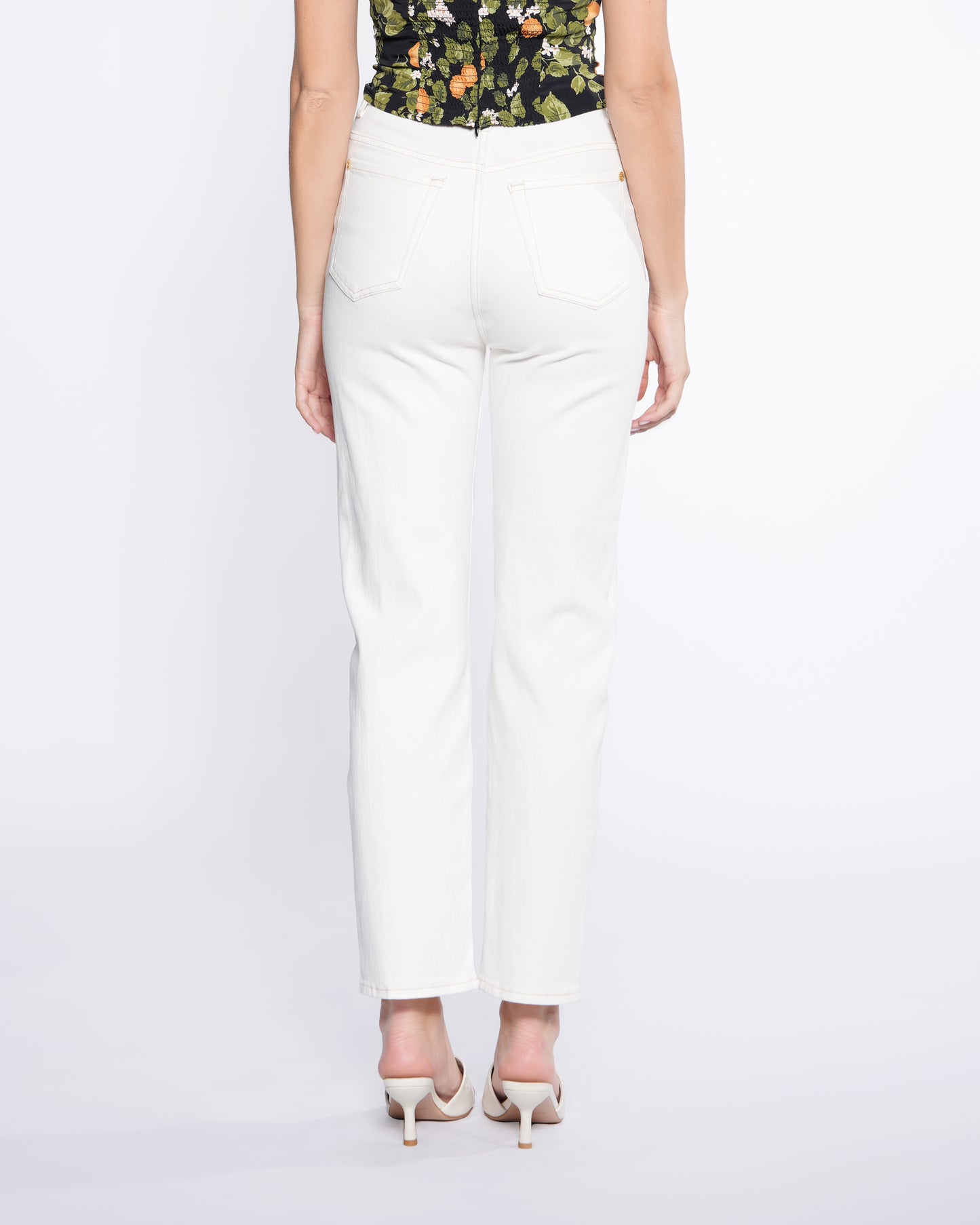 Straight Pants with Contrast Stitching