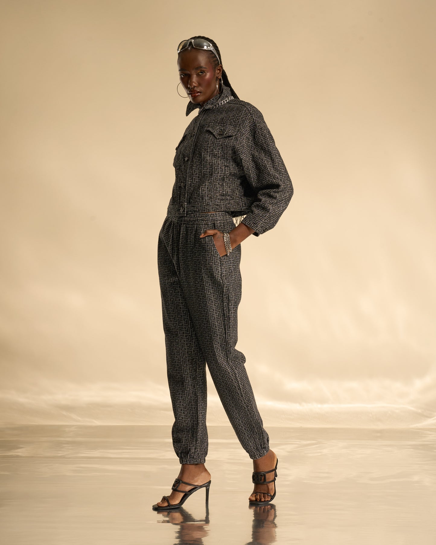 Jogger Fit Jacquard Denim Jeans
