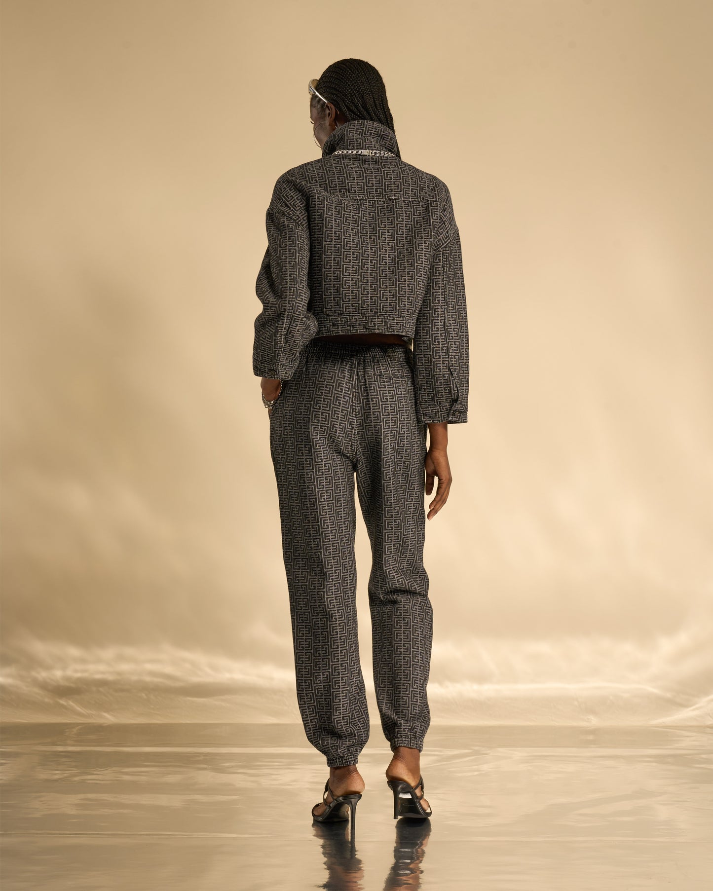 Jogger Fit Jacquard Denim Jeans