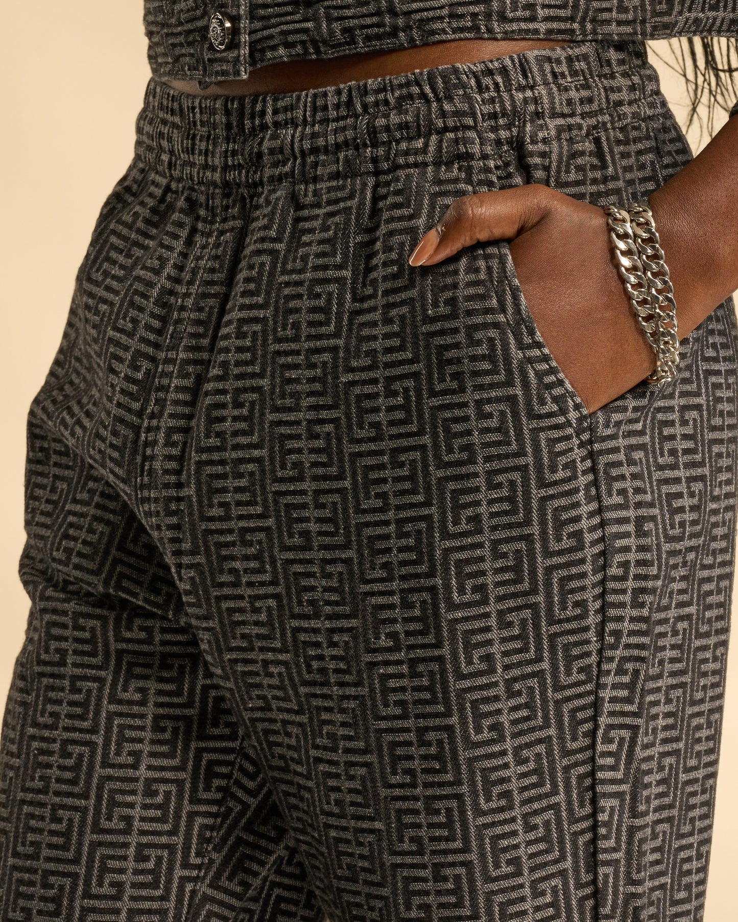 Jogger Fit Jacquard Denim Jeans